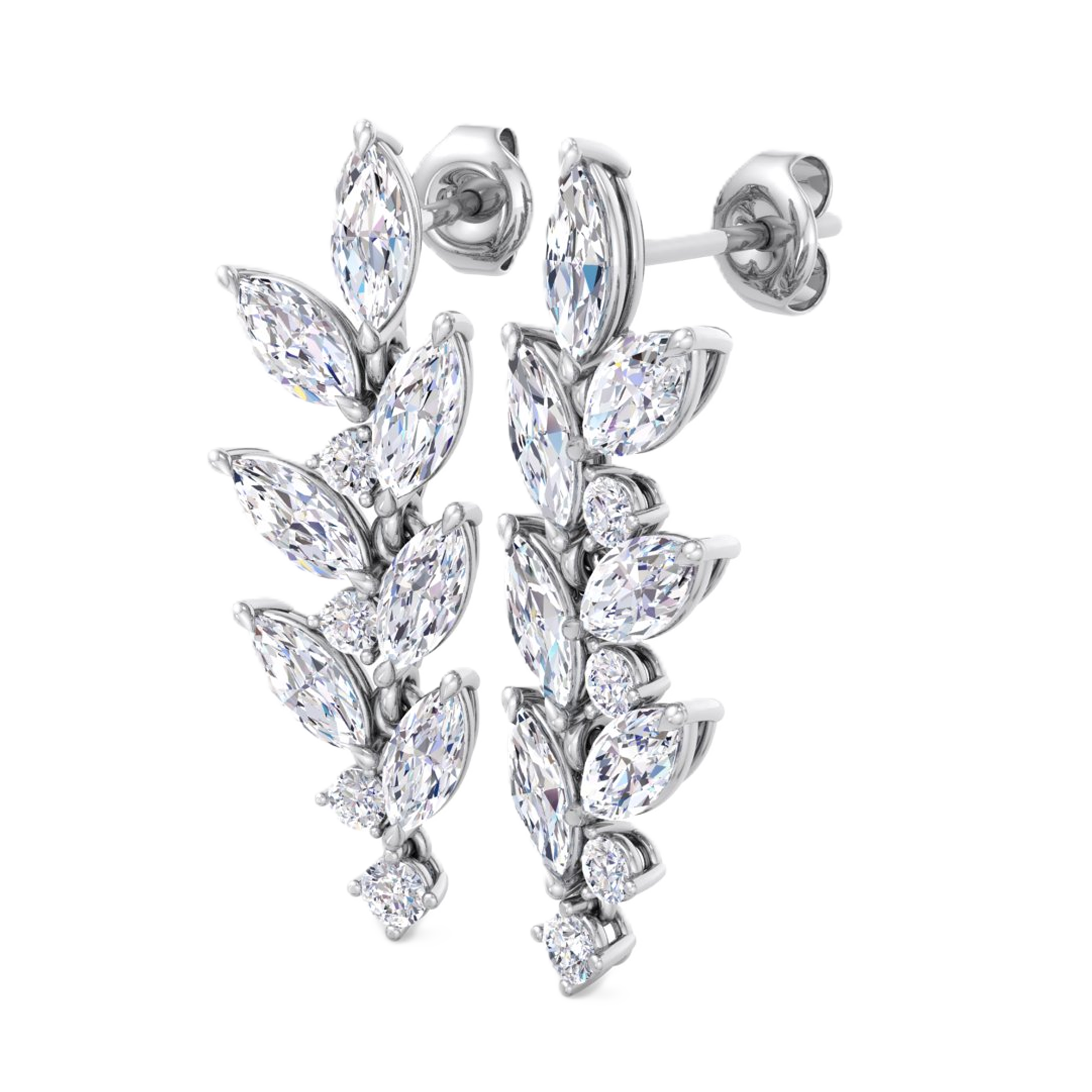 Oorbellen van 3.5 karaat met hoofdsteen in vorm Markies van 0,214285 karaat - 064