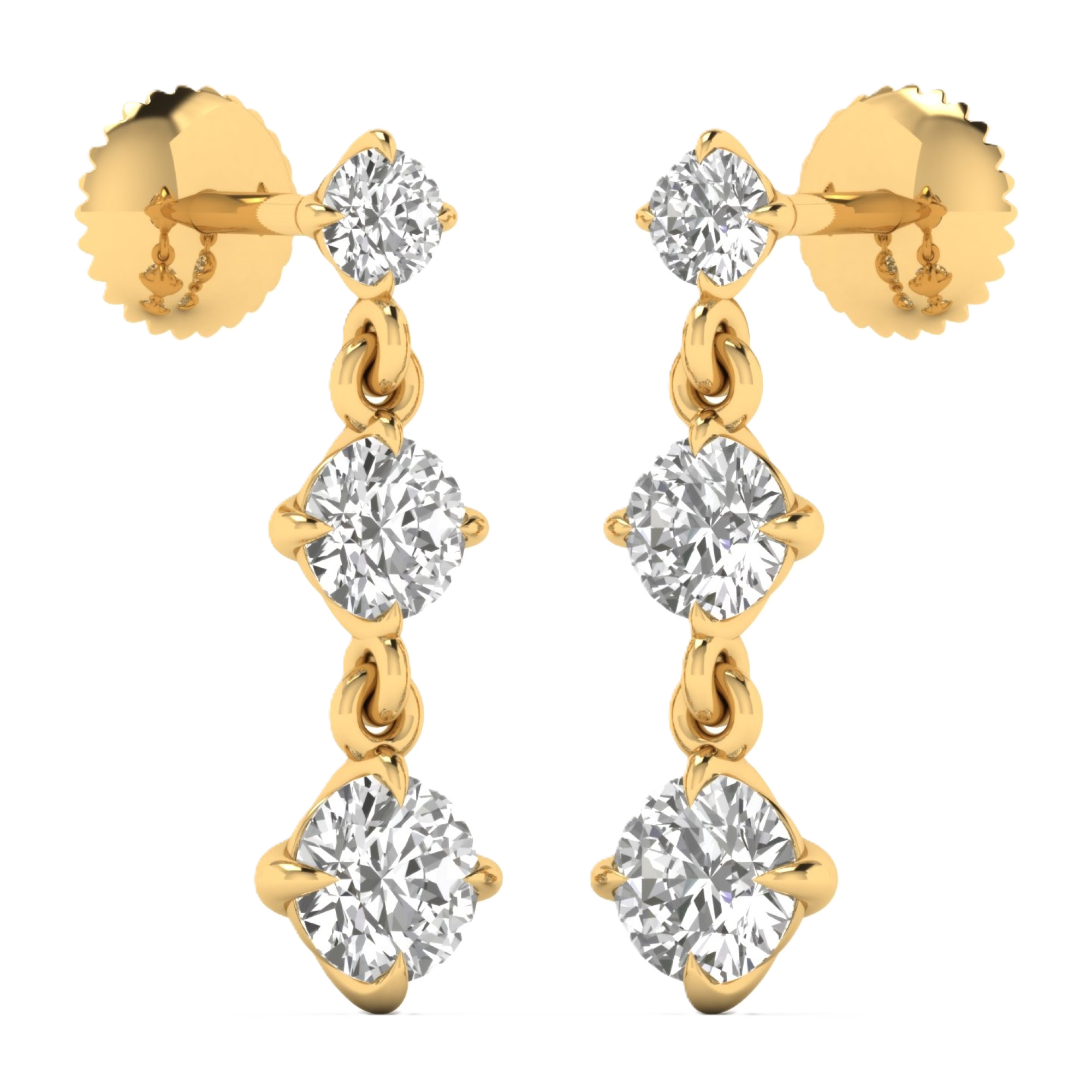 Oorbellen van 1.98 karaat met hoofdsteen in vorm Rond van 0,51 karaat - 291