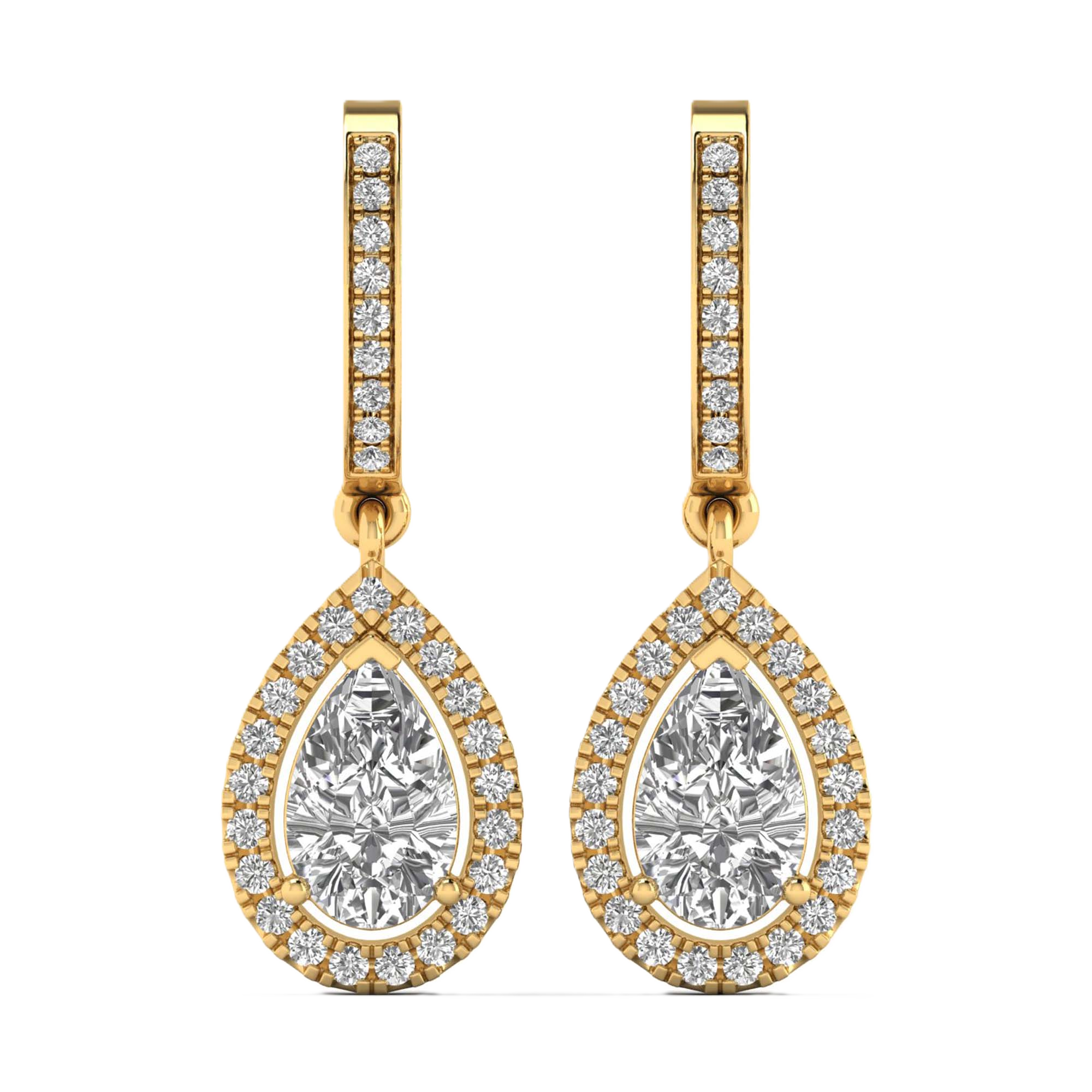 Oorbellen van 2.08 karaat met hoofdsteen in vorm Peer van 0,82 karaat - 718