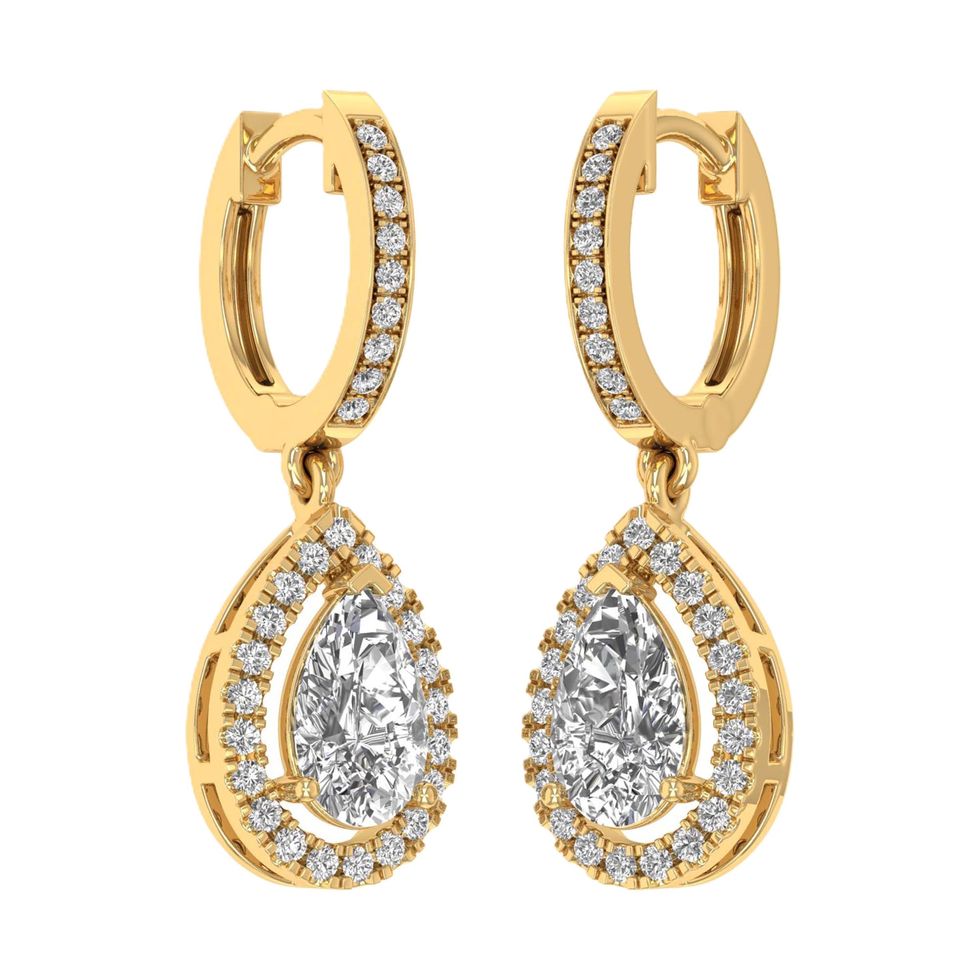 Oorbellen van 2.08 karaat met hoofdsteen in vorm Peer van 0,82 karaat - 718