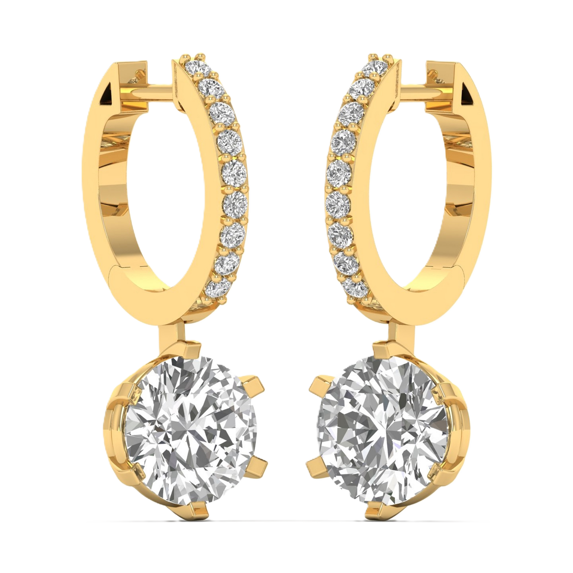 Oorbellen van 4.27 karaat met hoofdsteen in vorm Rond van 2 karaat - 000