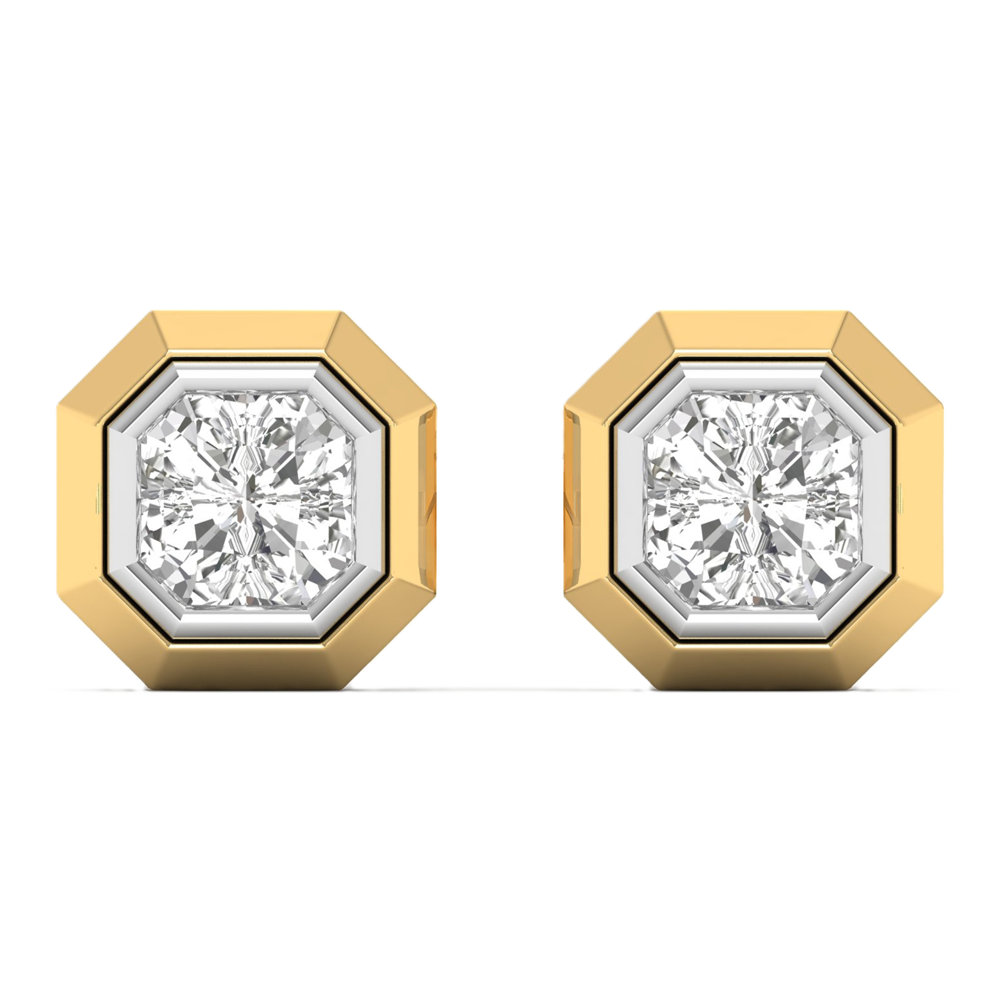 Oorbellen van 0.5 tot 5 karaat met hoofdsteen in vorm Asscher - 011