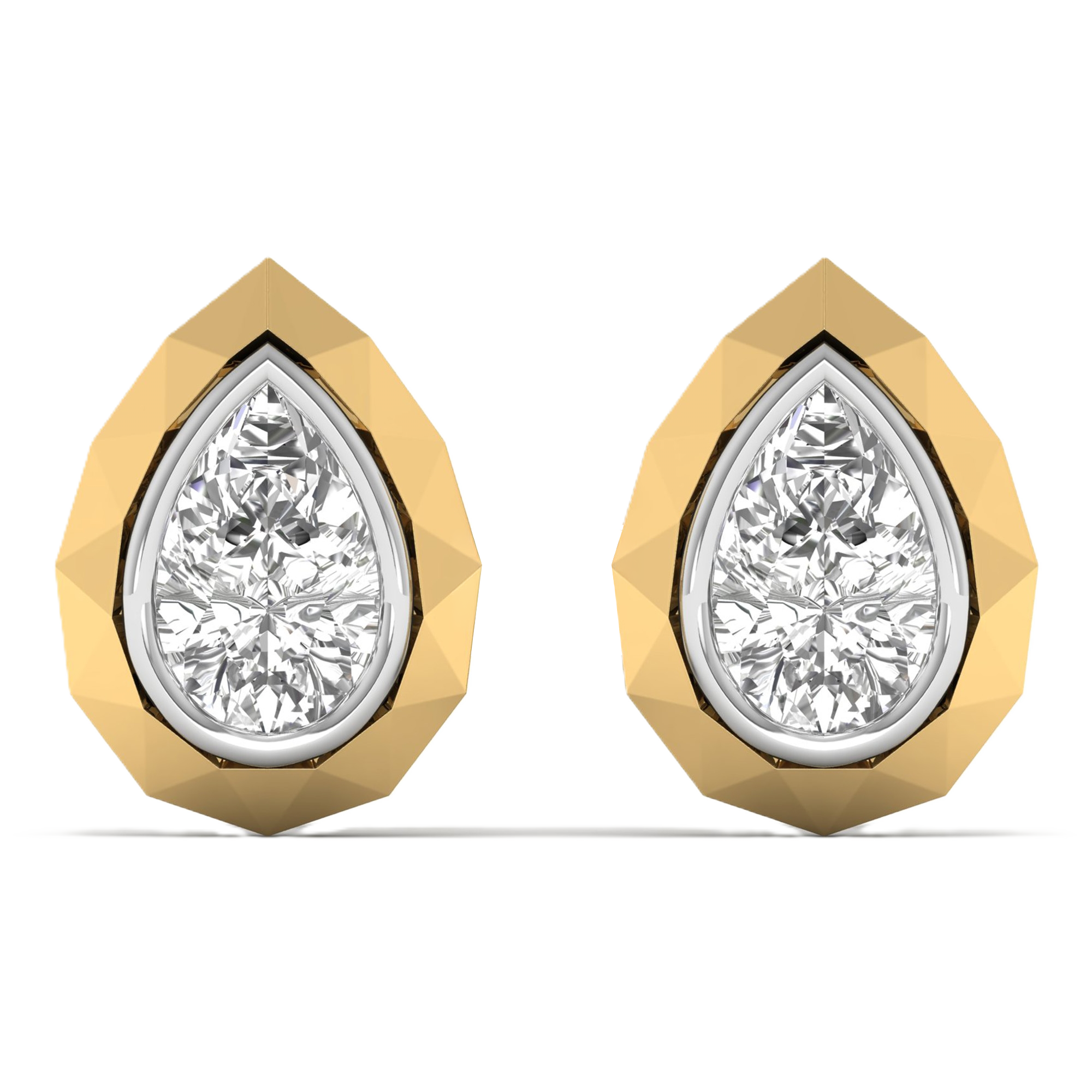 Oorbellen van 0.5 tot 2 karaat met hoofdsteen in vorm Peer - 013