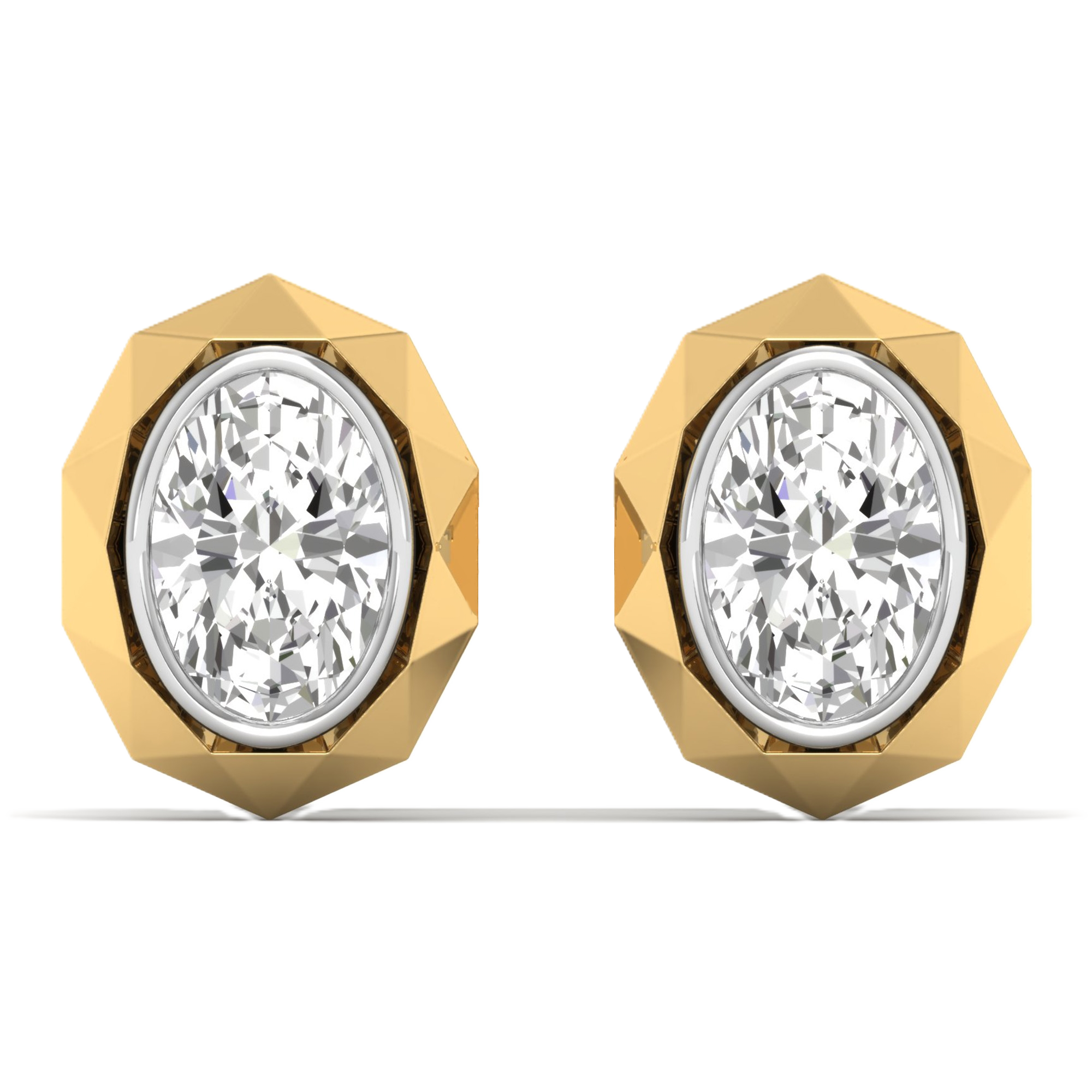 Oorbellen van 0.5 tot 2 karaat met hoofdsteen in vorm Ovaal - 015