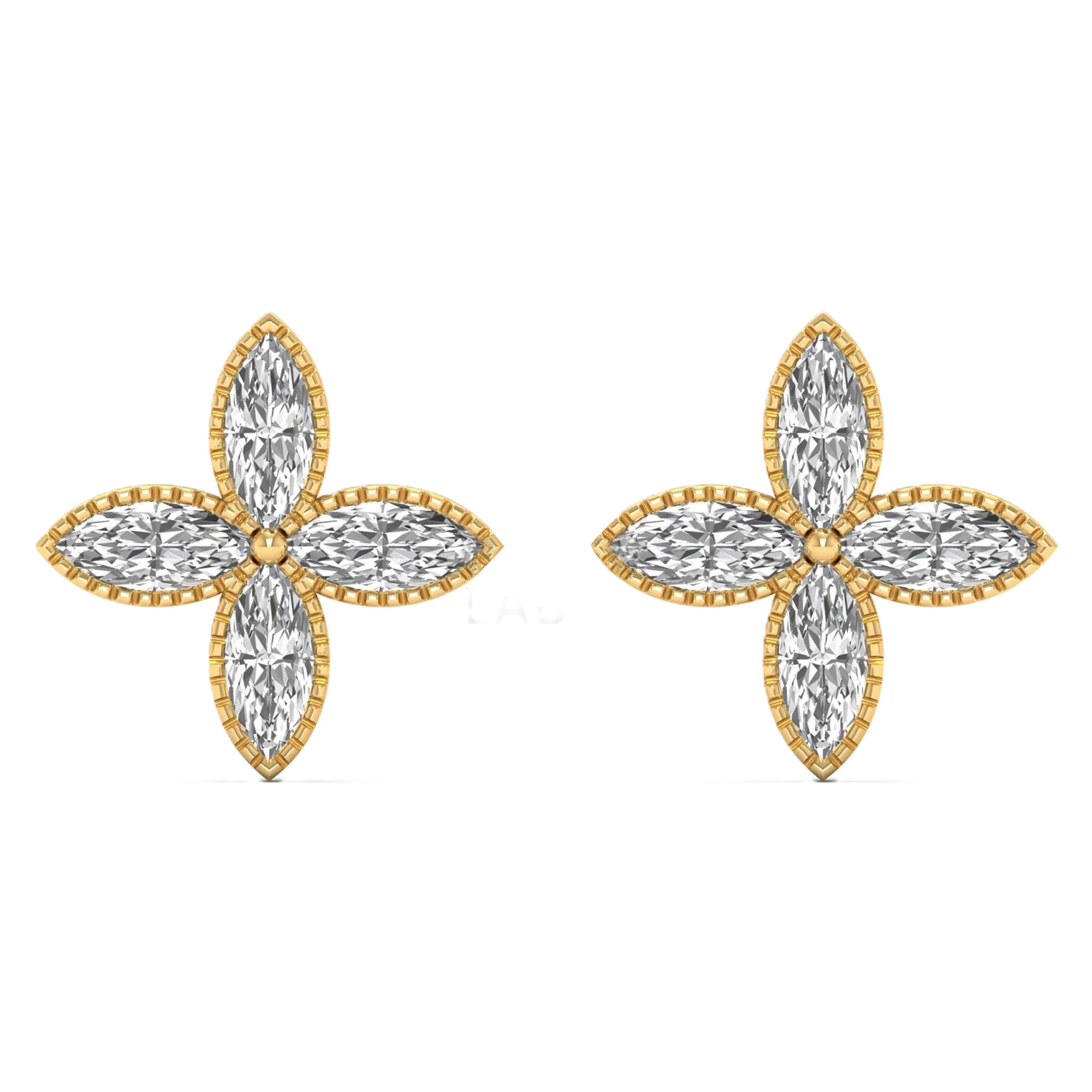 Oorbellen van 0.84 karaat met hoofdsteen in vorm Markies van 0,11 karaat - 026