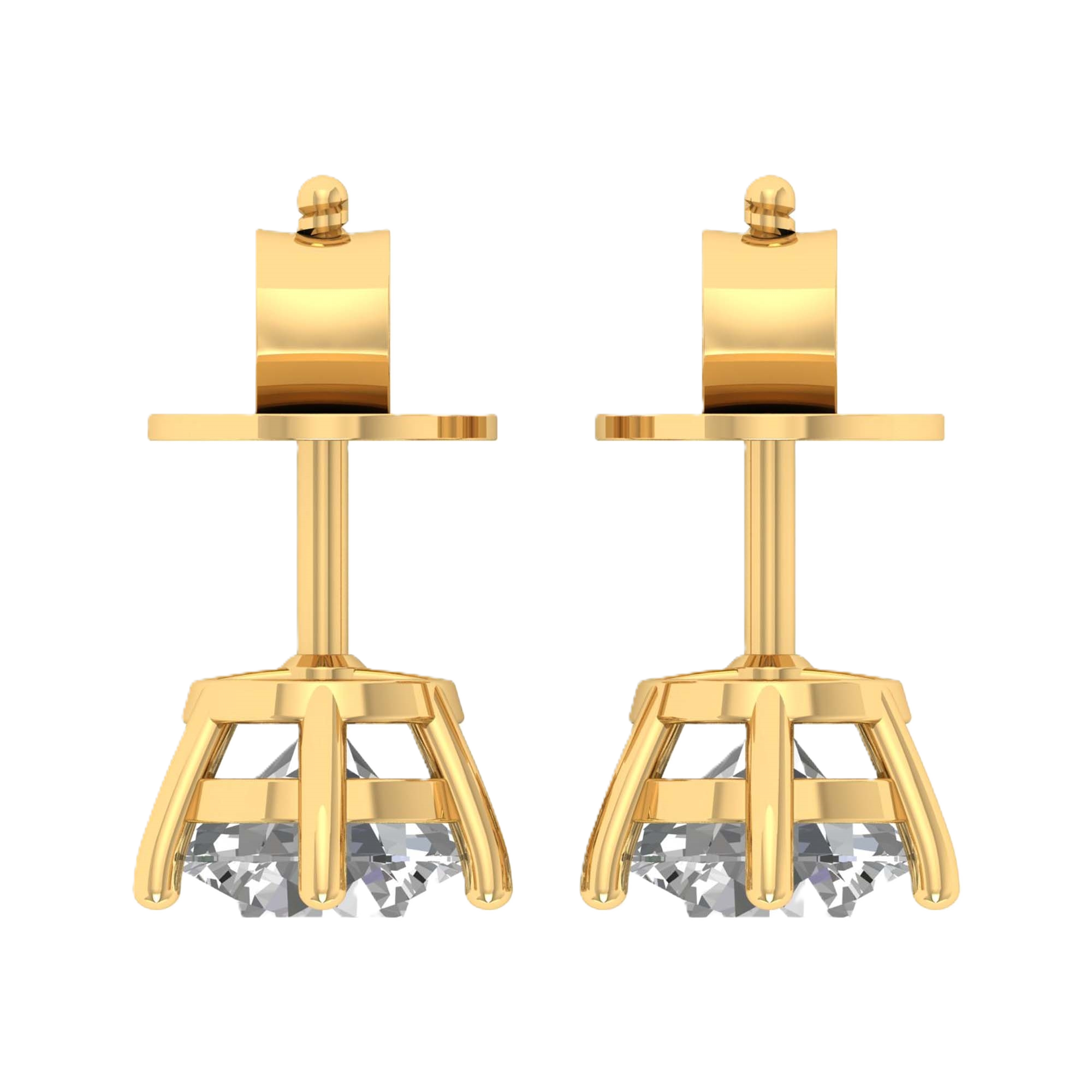 Oorbellen van 3 tot 6 karaat met hoofdsteen in vorm Rond - 062