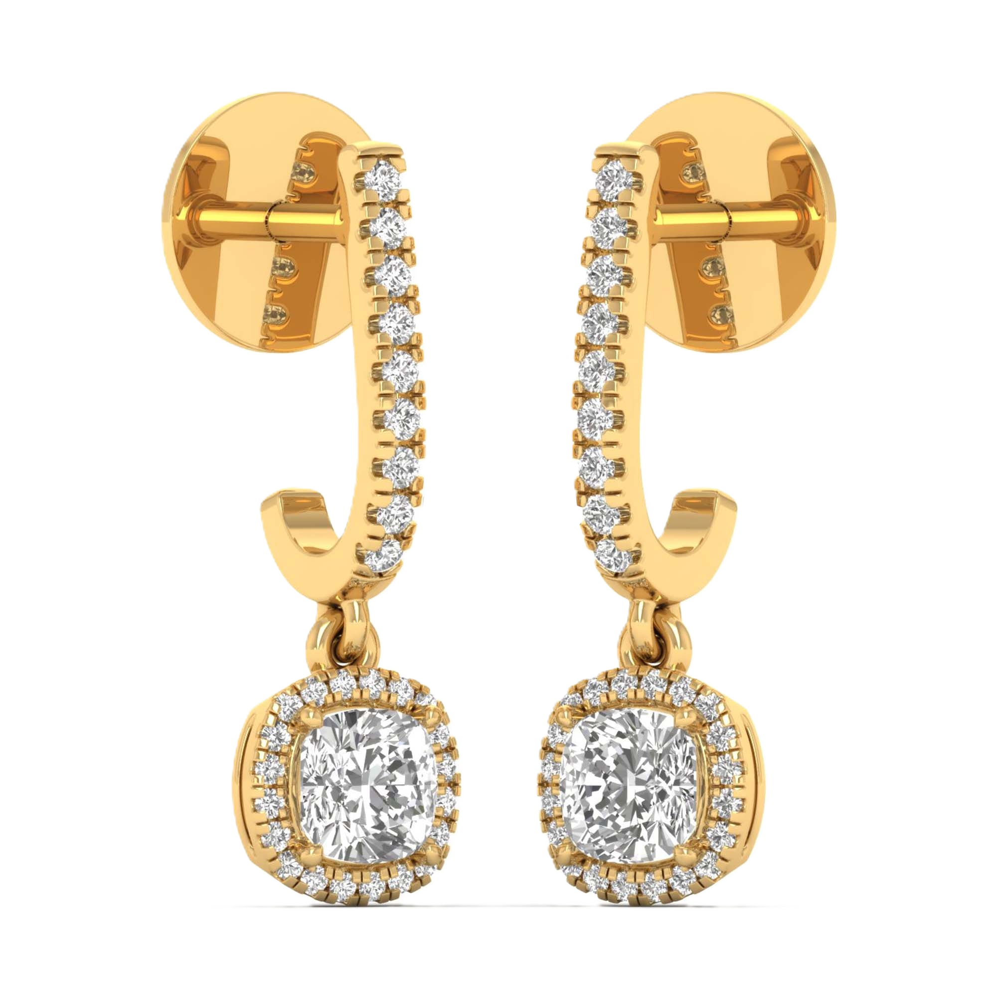 Oorbellen van 1.48 tot 4.41 karaat met hoofdsteen in vorm Cushion - 086