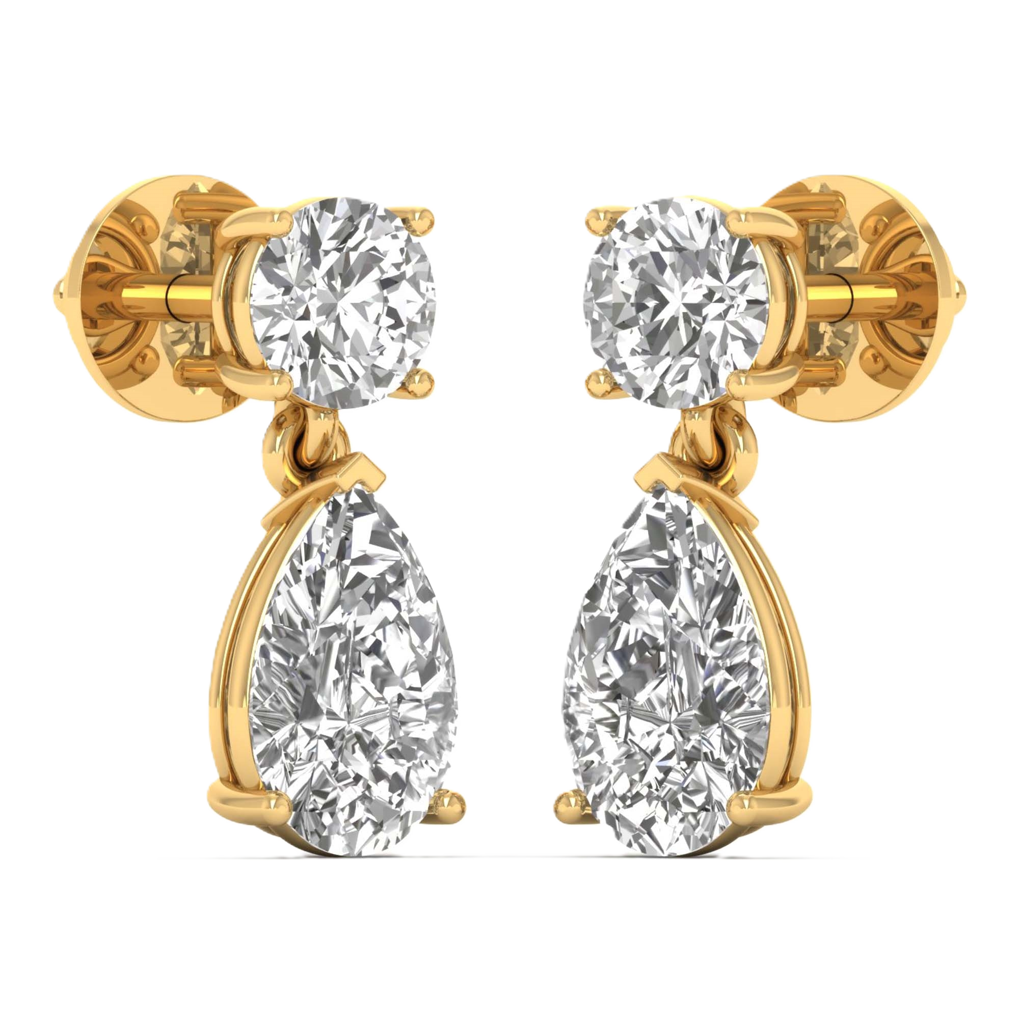 Oorbellen van 3 karaat met hoofdsteen in vorm Peer van 1 karaat - 104