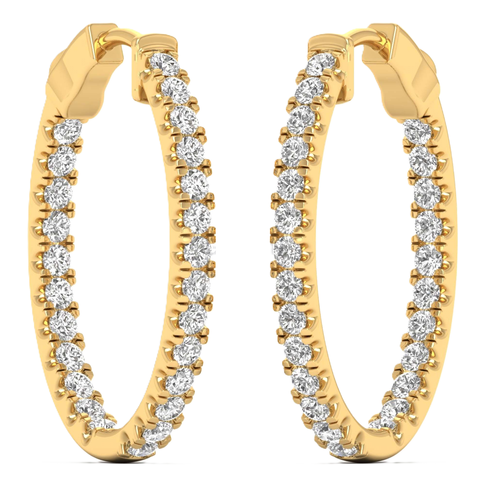 Oorbellen van 1 tot 3 karaat met hoofdsteen in vorm Rond - 122