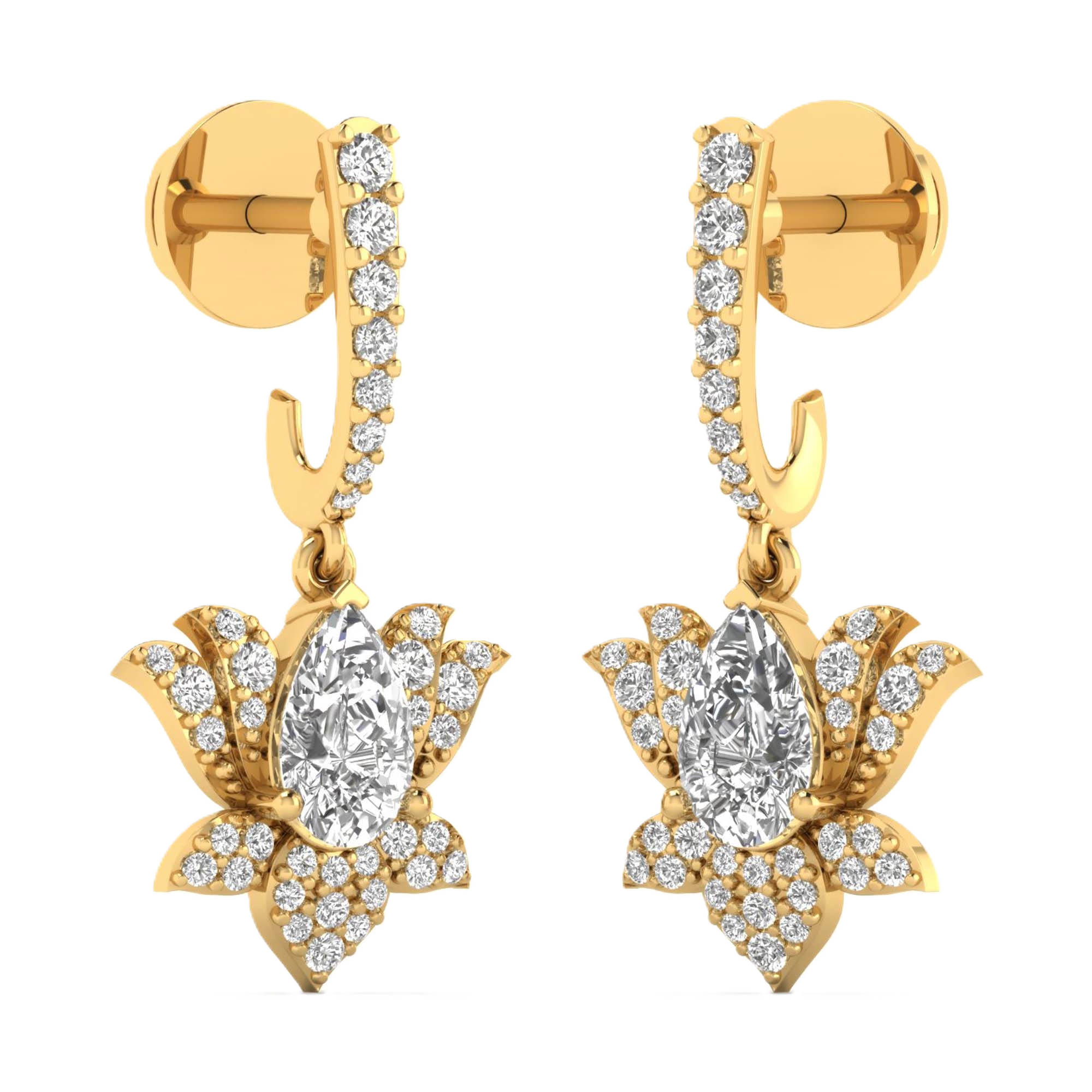 Oorbellen van 1.29 karaat met hoofdsteen in vorm Peer van 0,6 karaat