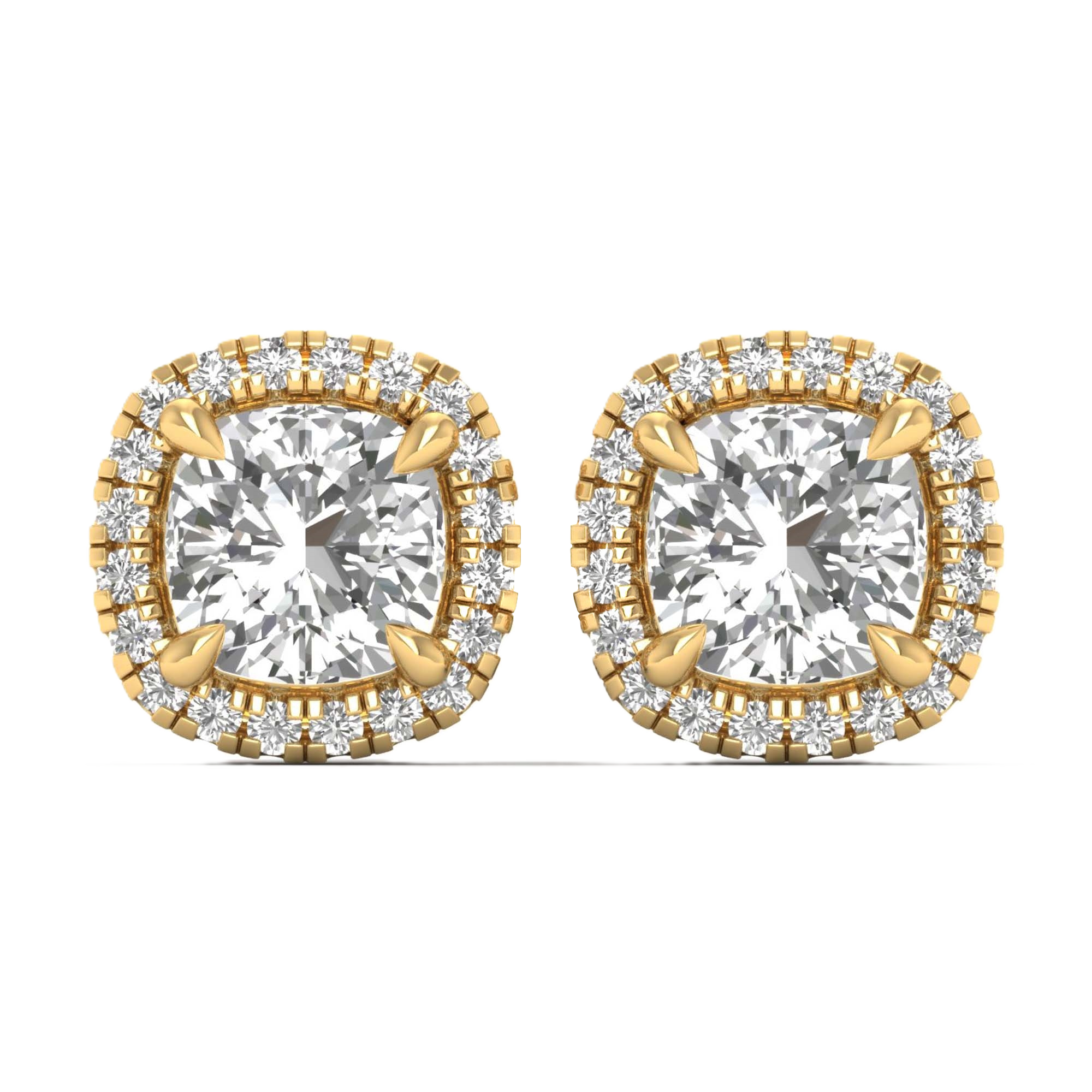 Oorbellen van 1.16 tot 5,57 karaat met hoofdsteen in vorm Cushion