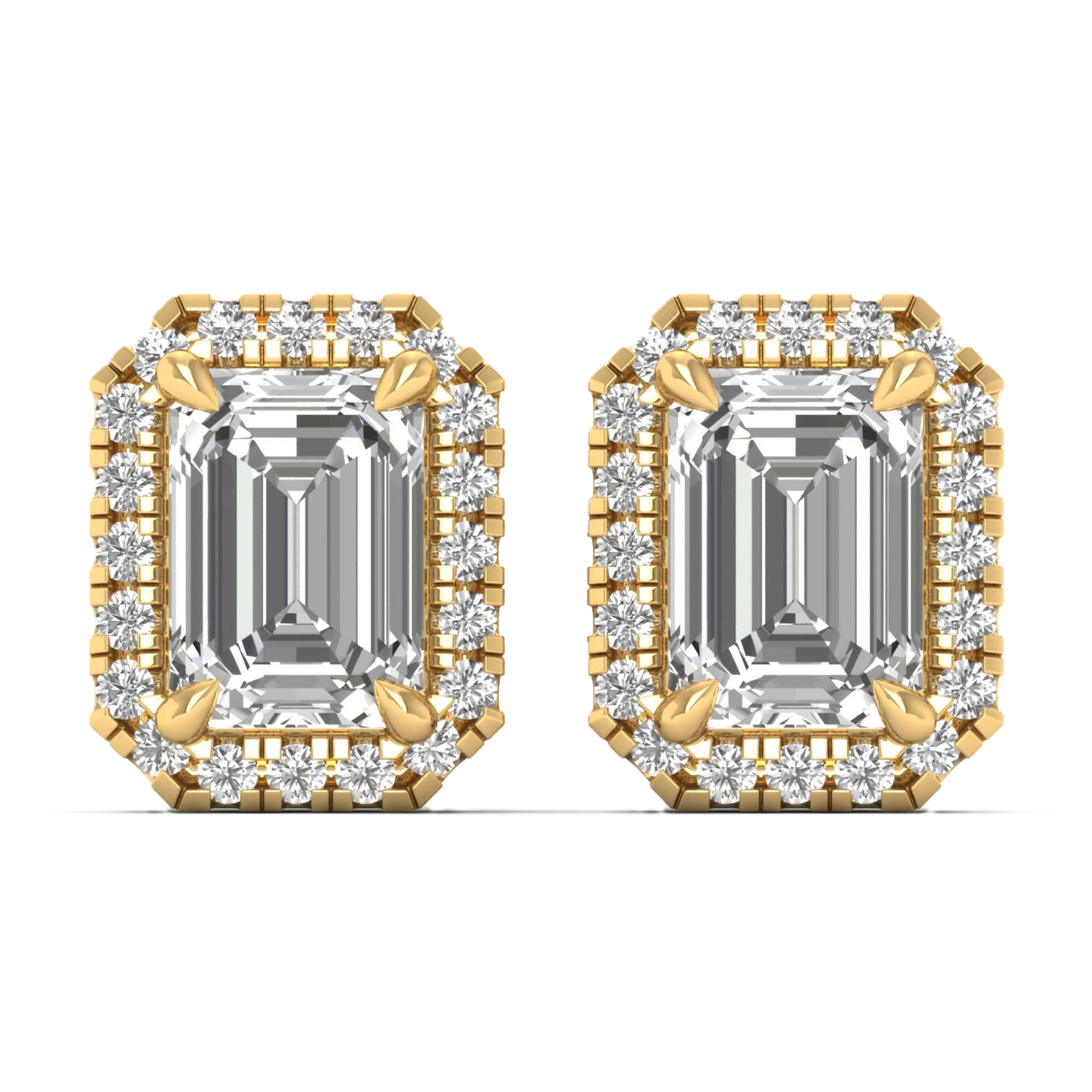 Oorbellen van 1.16 tot 5,73 karaat met hoofdsteen in vorm Emerald