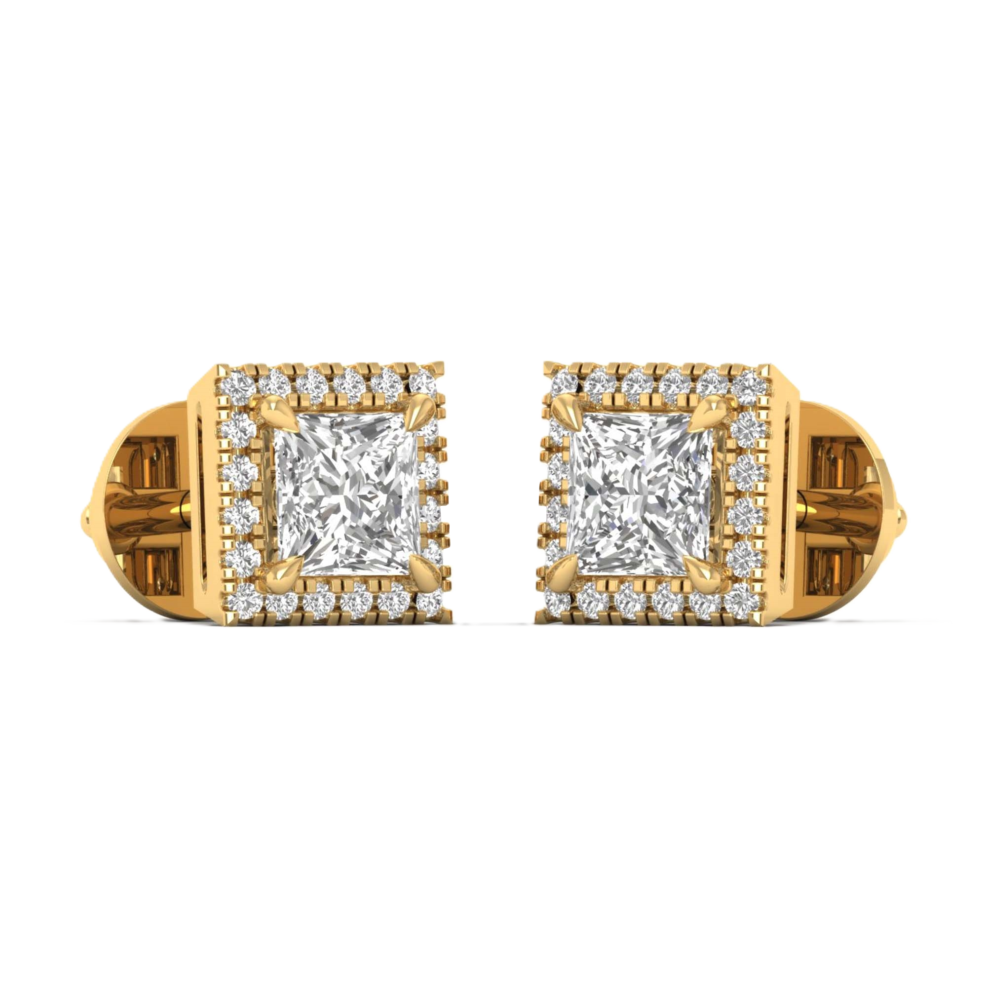 Oorbellen van 1.2 tot 5,62 karaat met hoofdsteen in vorm Princess- 196