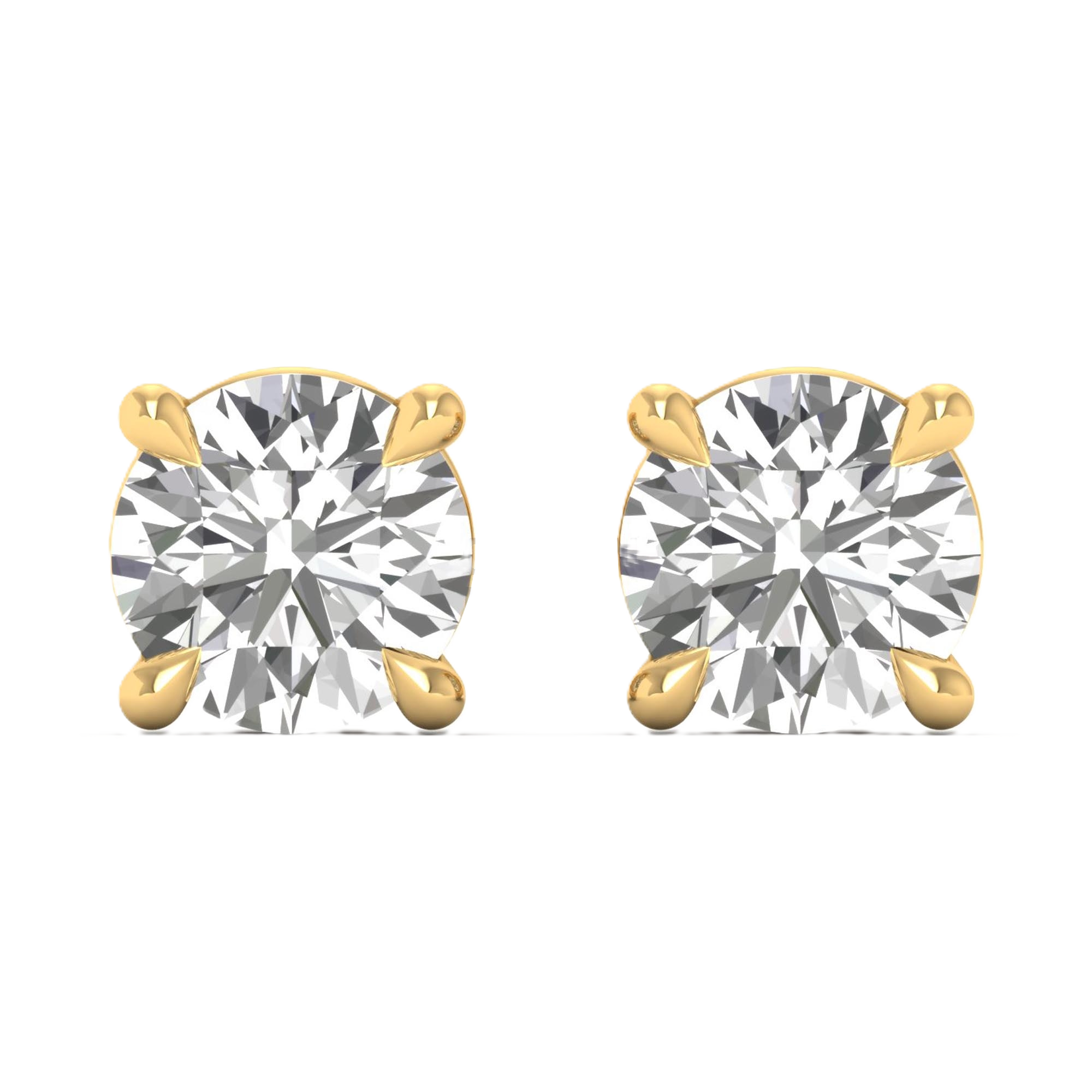 Stud oorbellen 4 poots van 0.5 tot 5 karaat met hoofdsteen in vorm briljant