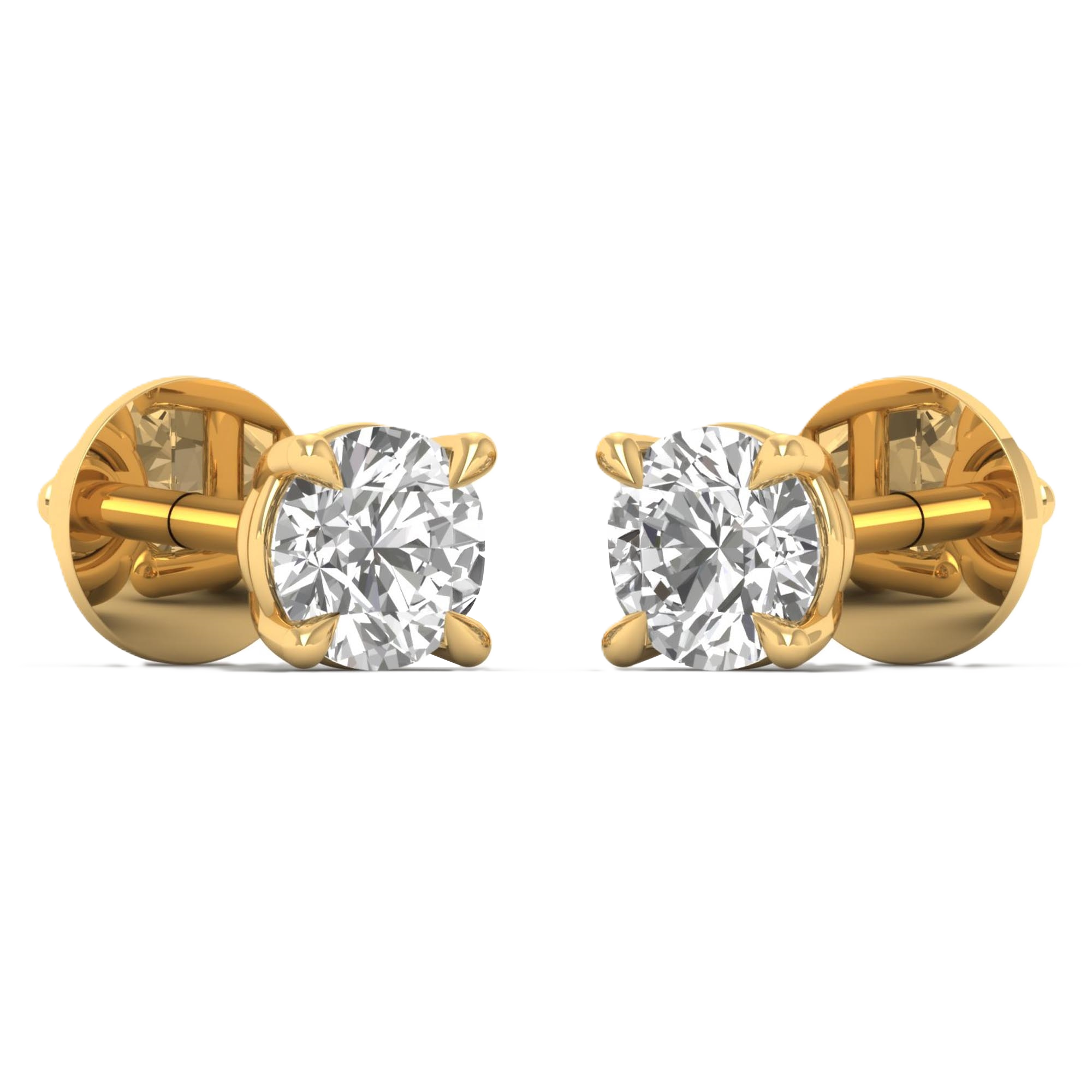 Stud oorbellen 4 poots van 0.5 tot 5 karaat met hoofdsteen in vorm briljant