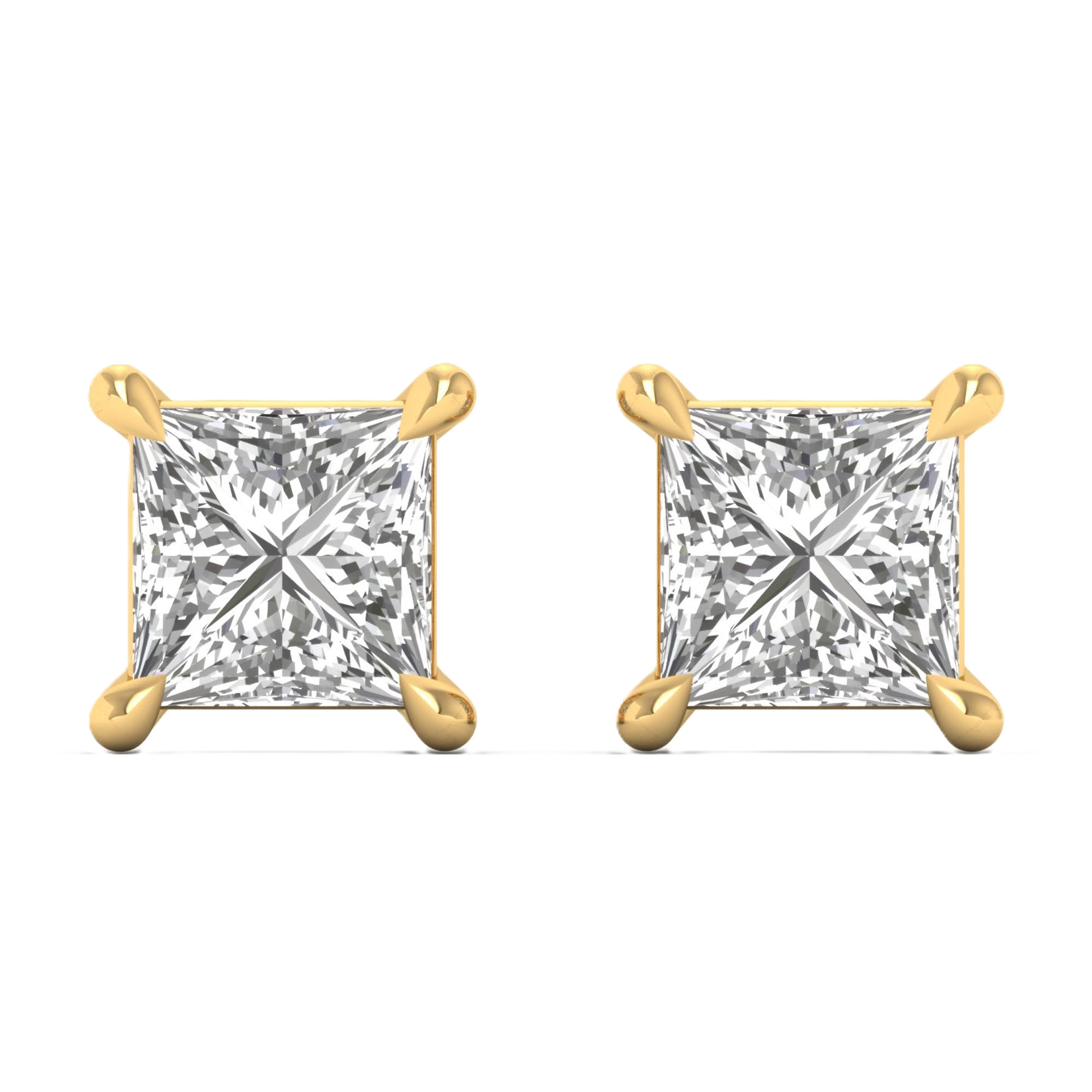 Oorbellen van 1 tot 6 karaat met hoofdsteen in vorm Princess - 214