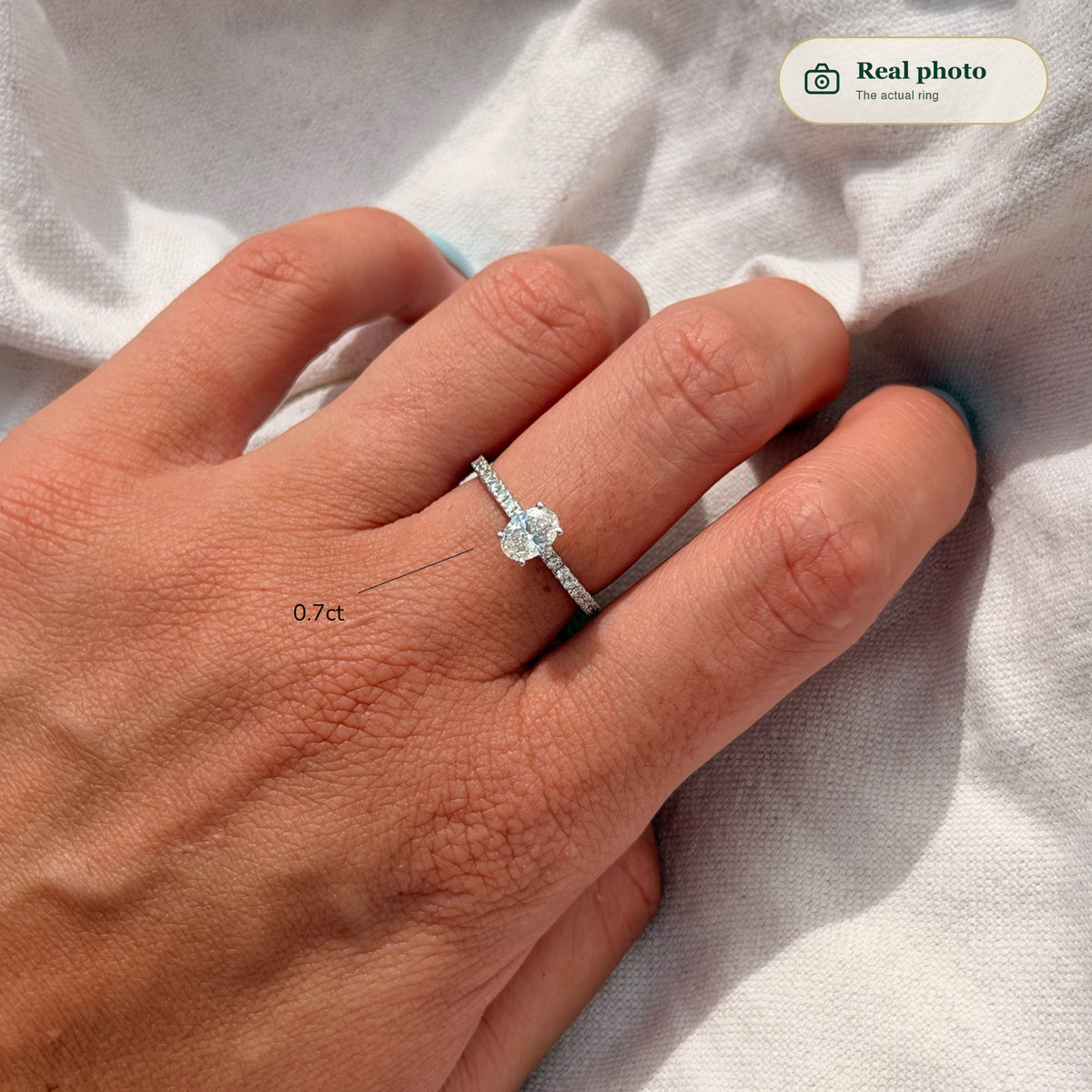 Flo Diamanten Solitaire Pavé Ring Ovaal - 0.7ct - maat 54 - VD