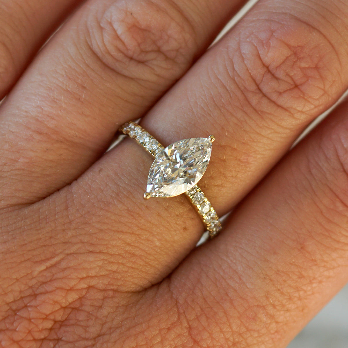 Flo Diamanten Solitaire Pavé Ring Markies - 1.9ct - Maat 54 - VD