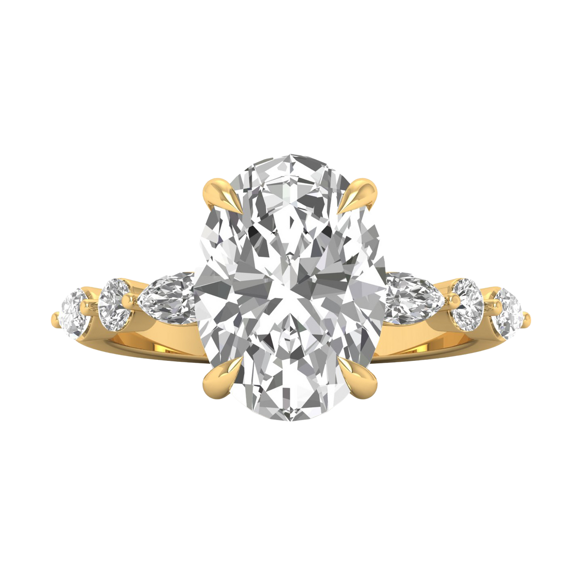 Zazu Diamanten Solitaire met Markies & Briljanten side stones - 5.7CT