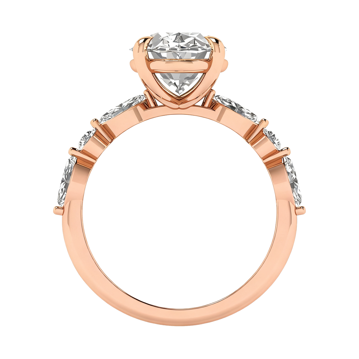Zazu Diamanten Solitaire met Markies & Briljanten side stones - 5.7CT