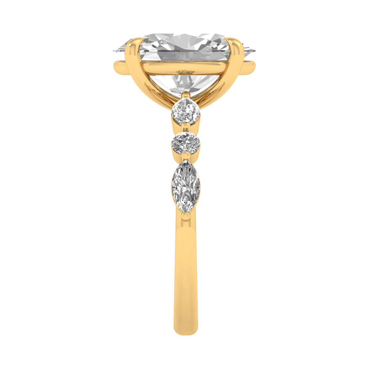 Zazu Diamanten Solitaire met Markies & Briljanten side stones - 5.7CT