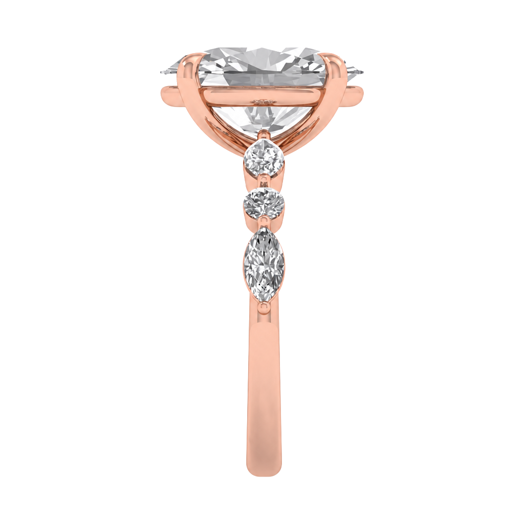 Zazu Diamanten Solitaire met Markies & Briljanten side stones - 5.7CT