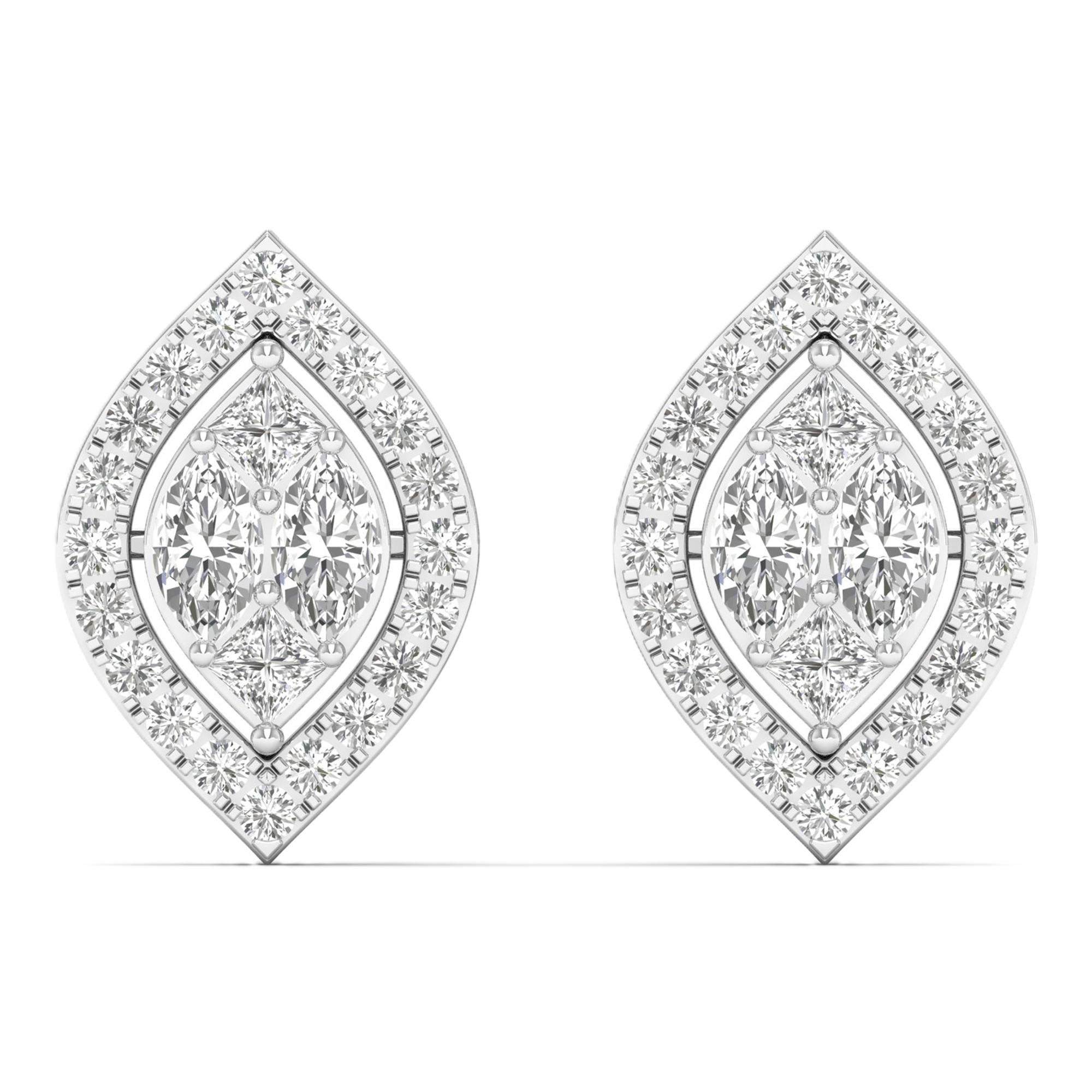 Oorbellen van 0.92 karaat met hoofdsteen in vorm Markies van 0,0925 karaat - 132