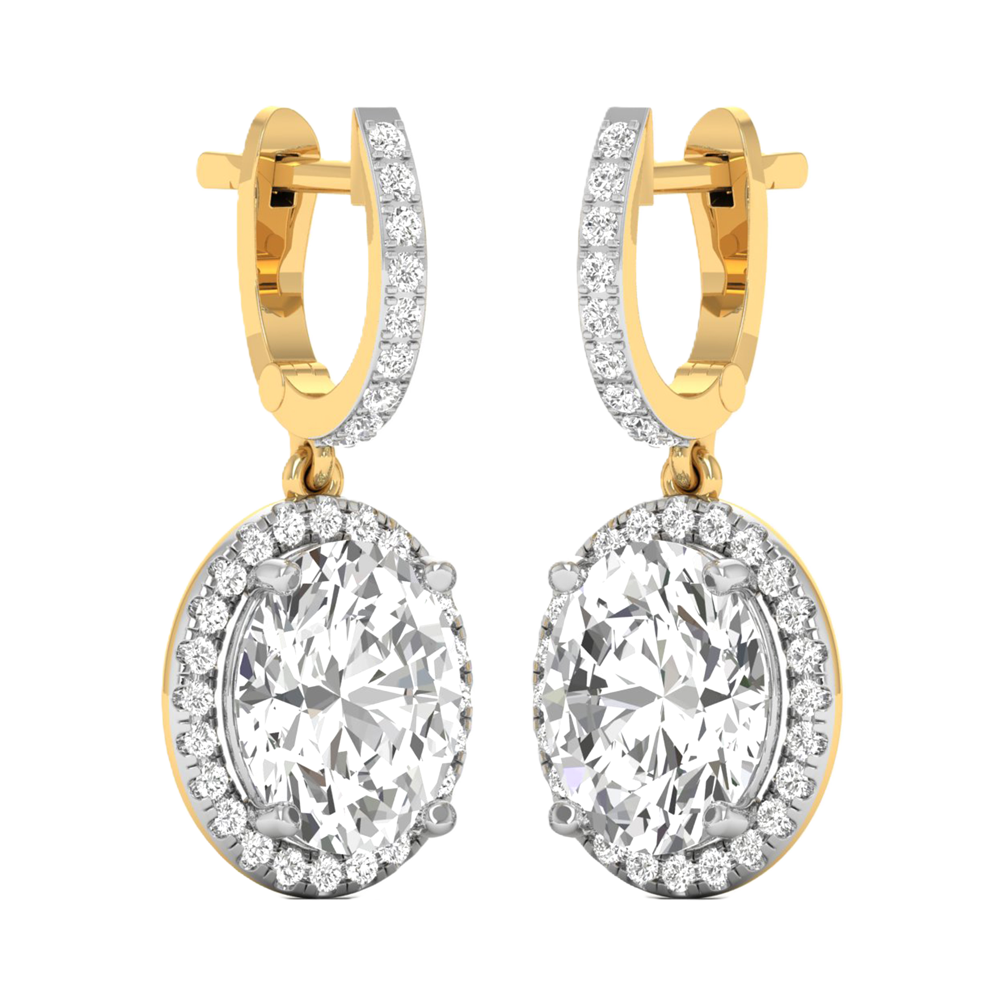 Tin Diamonds Oval Drop Earrings - 5.7ct