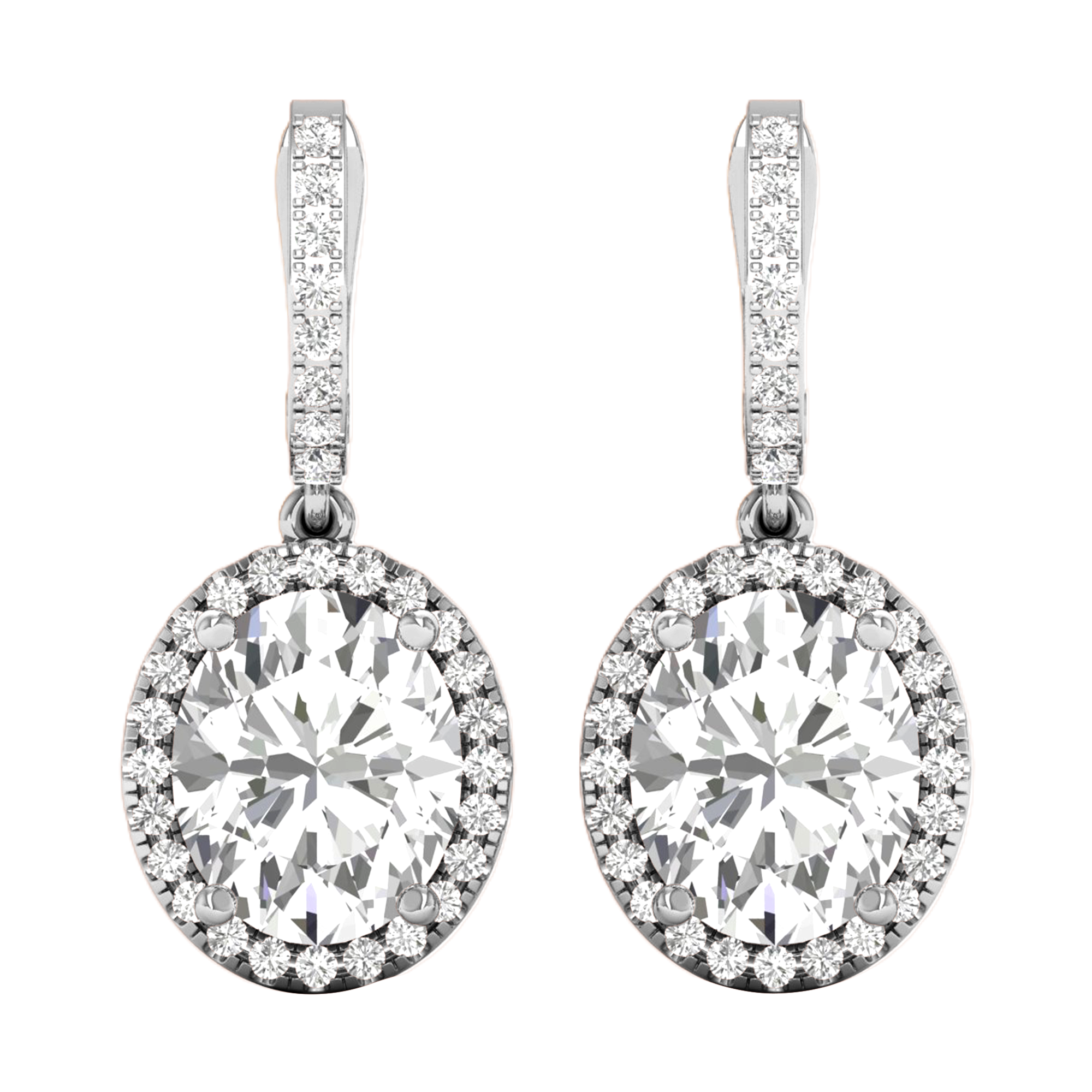 Tine Diamanten Hangoorbellen Ovaal - 5.7ct