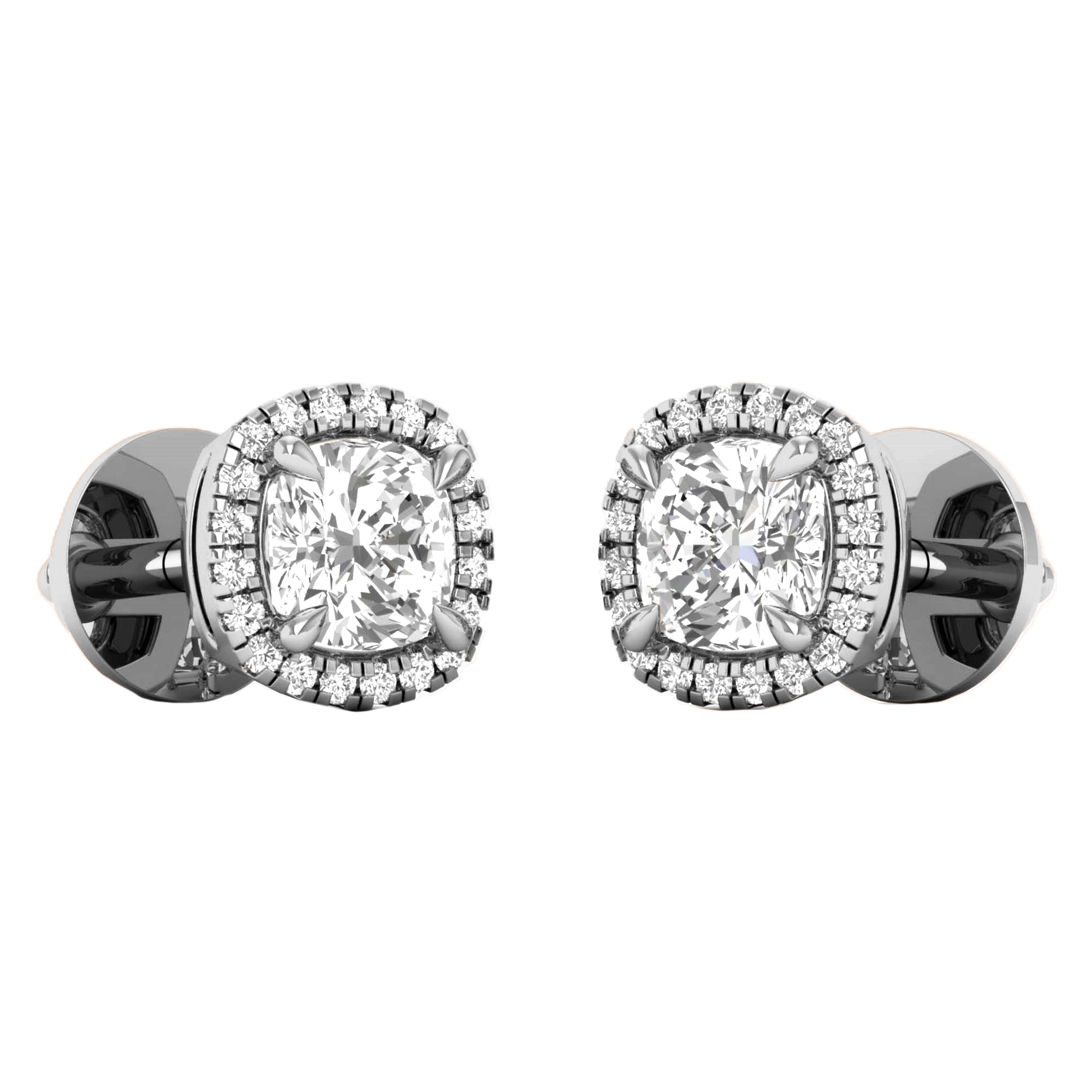 Sofia Stud Oorbellen Cushion - 1.1ct tot 5.5ct