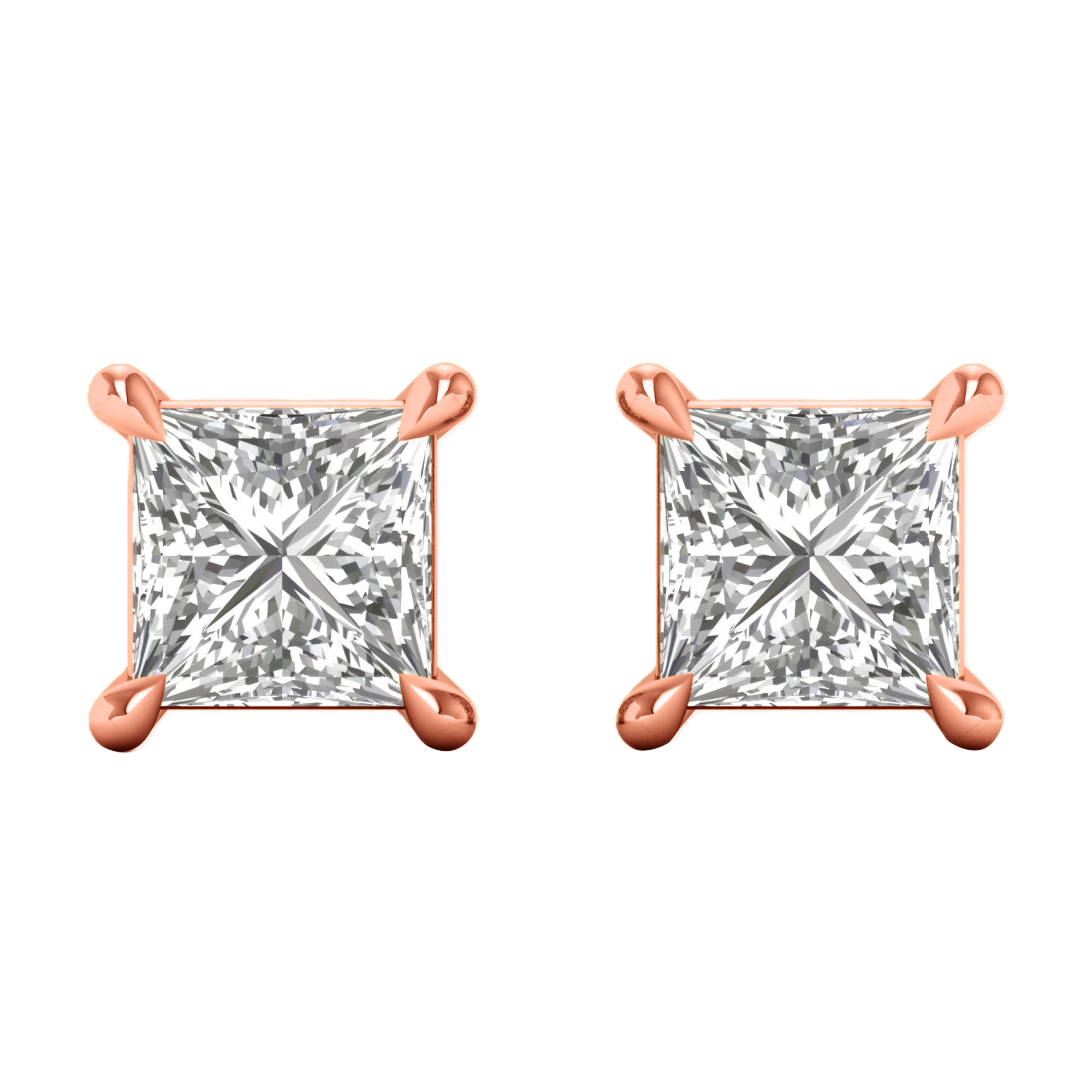 Noa Stud Oorbellen Princess - 1ct tot 6ct