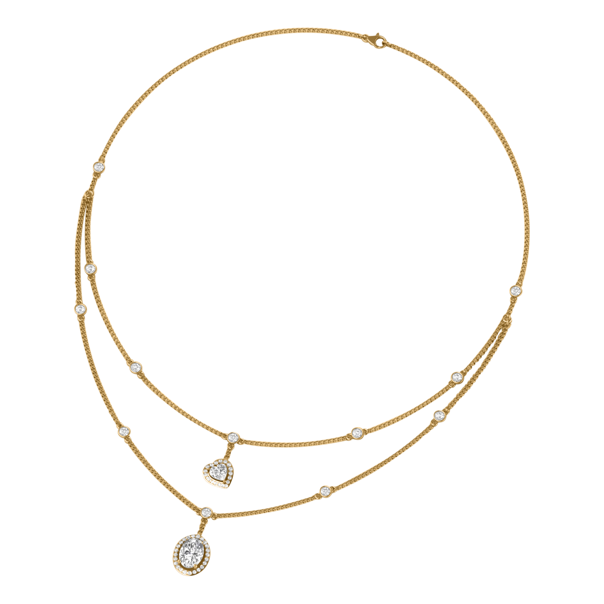 3,21-Karat-Kette mit ovalem Hauptstein von 1,5 Karat - 076