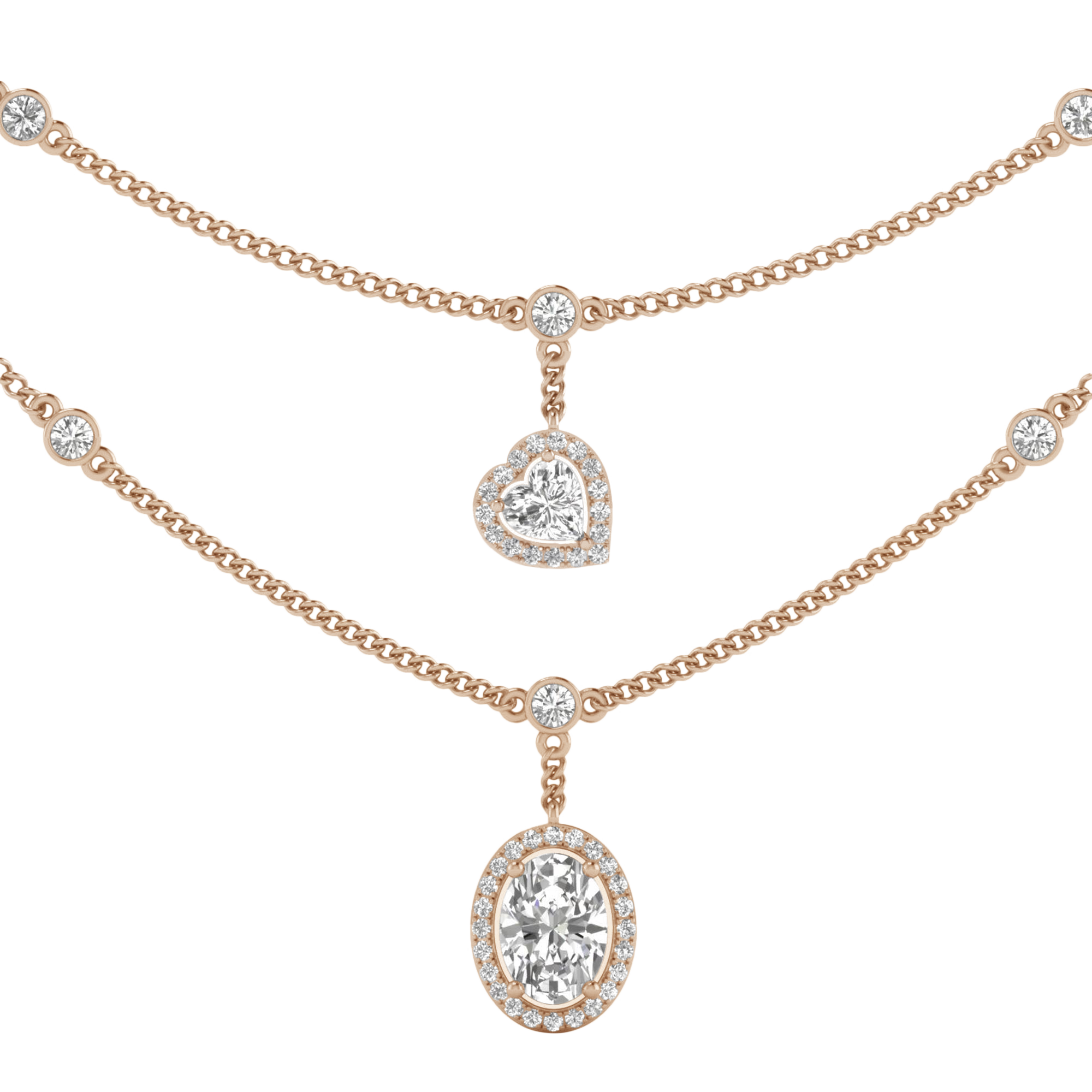 3,21-Karat-Kette mit ovalem Hauptstein von 1,5 Karat - 076