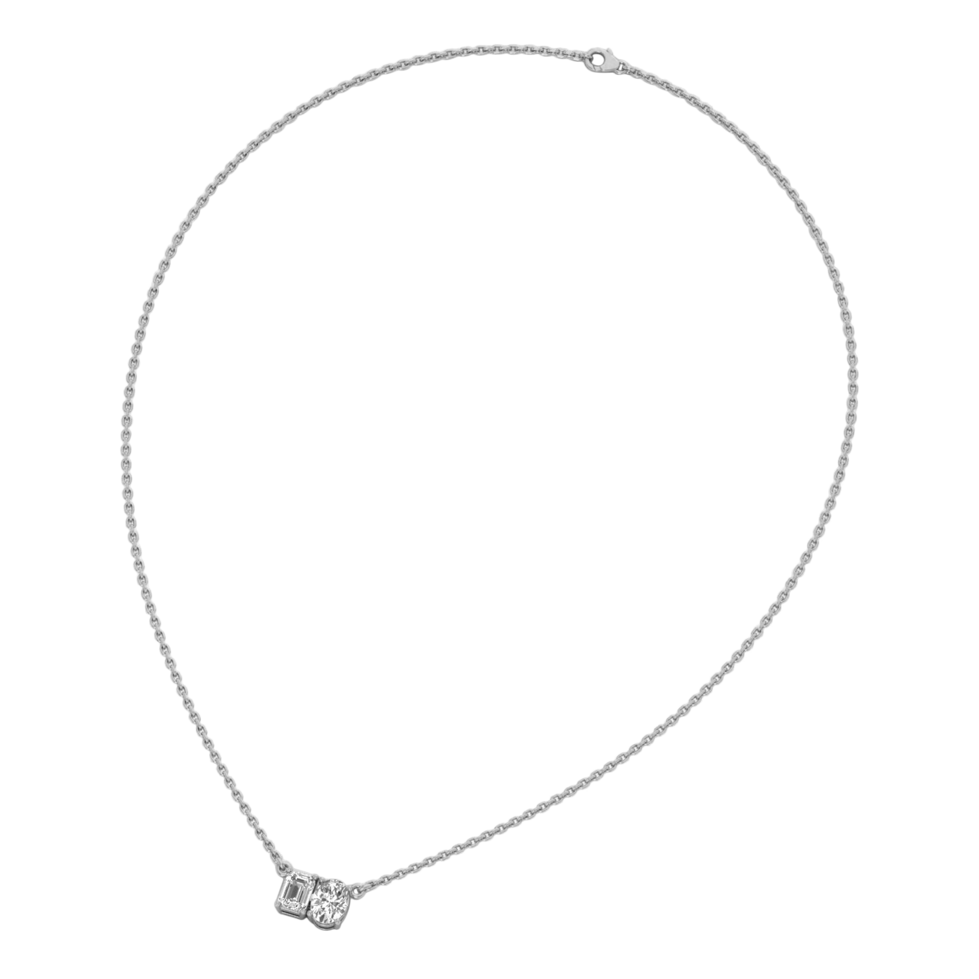 Teddy Diamanten Toi Et Moi Ketting Emerald & Ovaal - 2ct