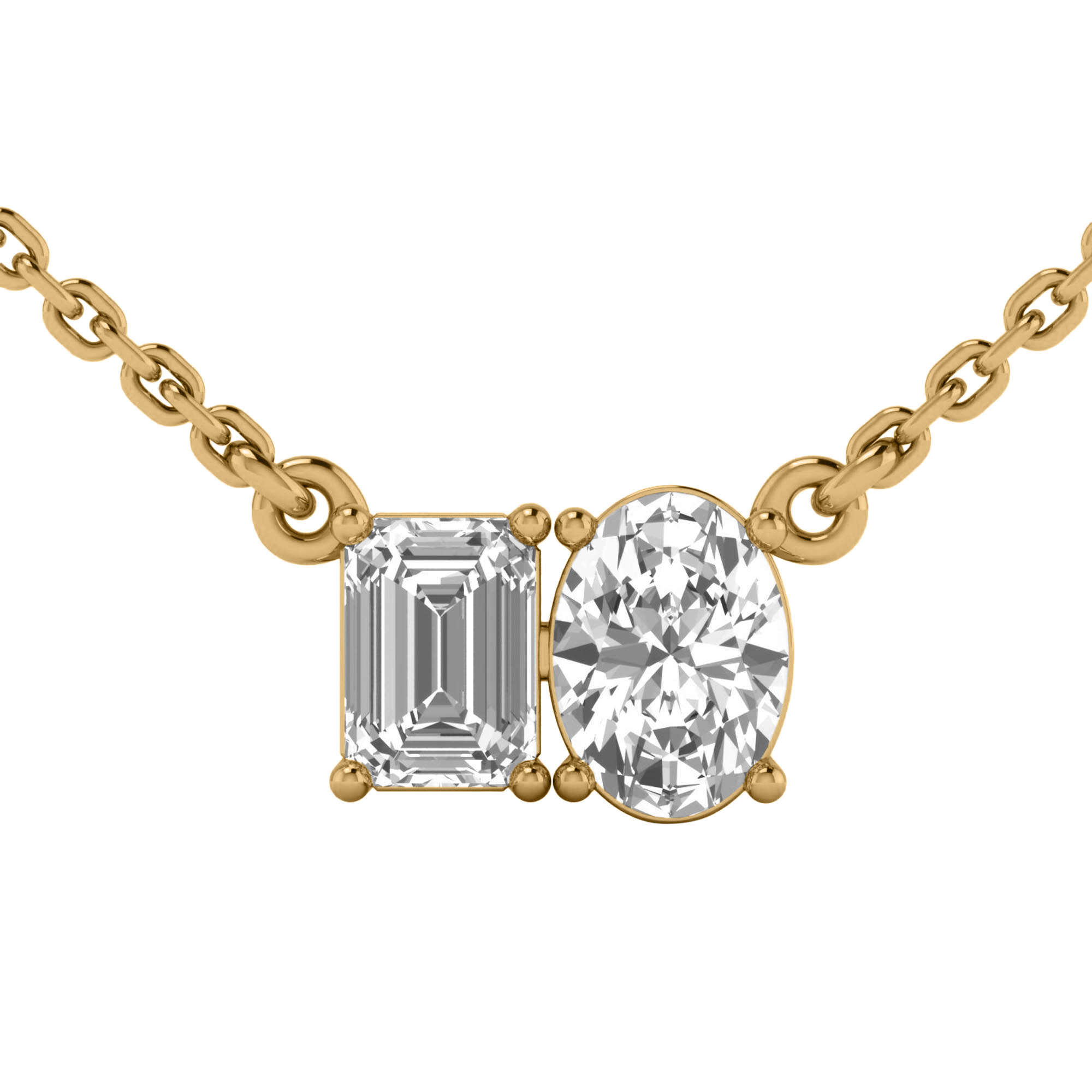 Teddy Diamanten Toi Et Moi Ketting Emerald & Ovaal - 2ct