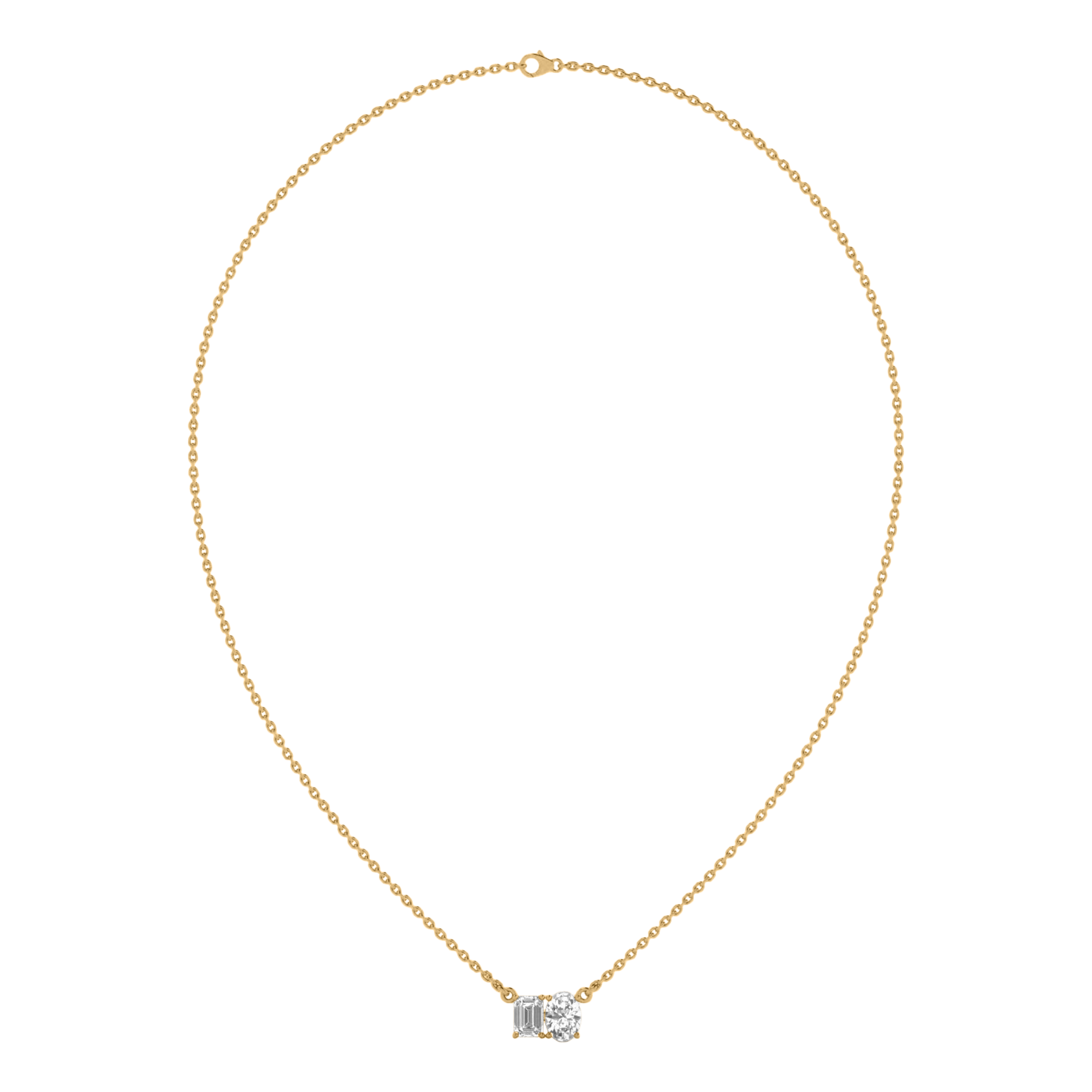 Teddy Diamanten Toi Et Moi Ketting Emerald & Ovaal - 2ct