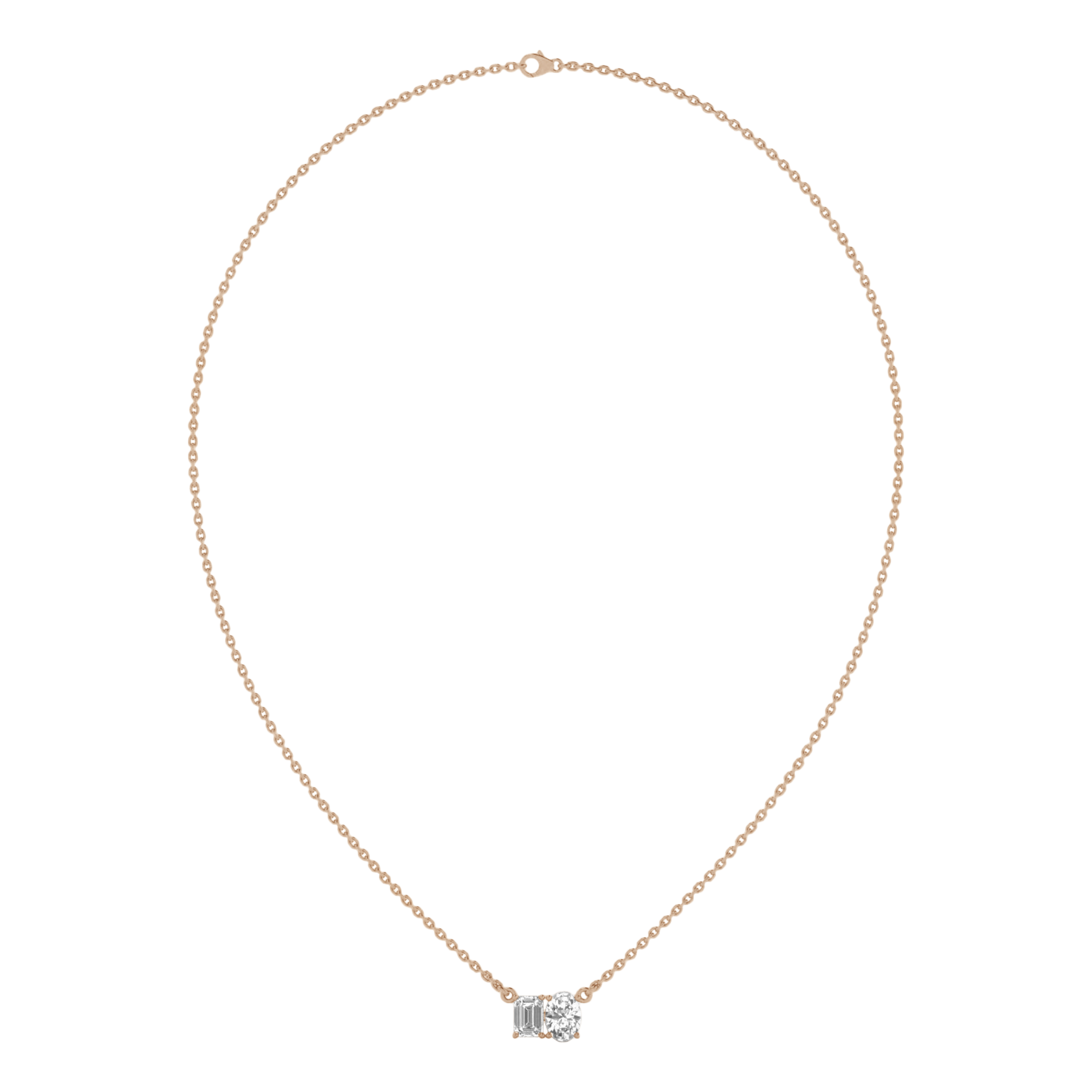 Teddy Diamanten Toi Et Moi Ketting Emerald & Ovaal - 2ct