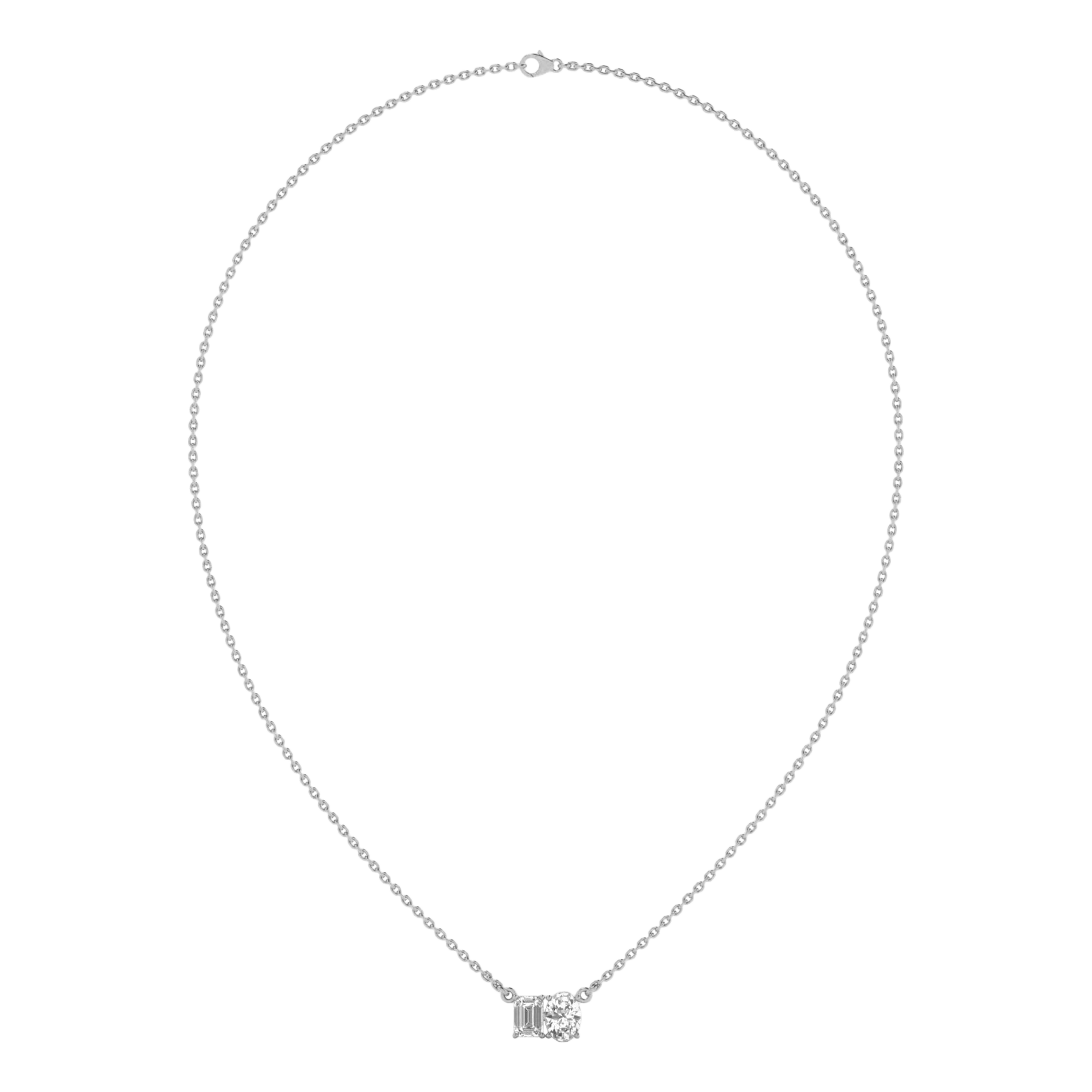 Teddy Diamanten Toi Et Moi Ketting Emerald & Ovaal - 2ct