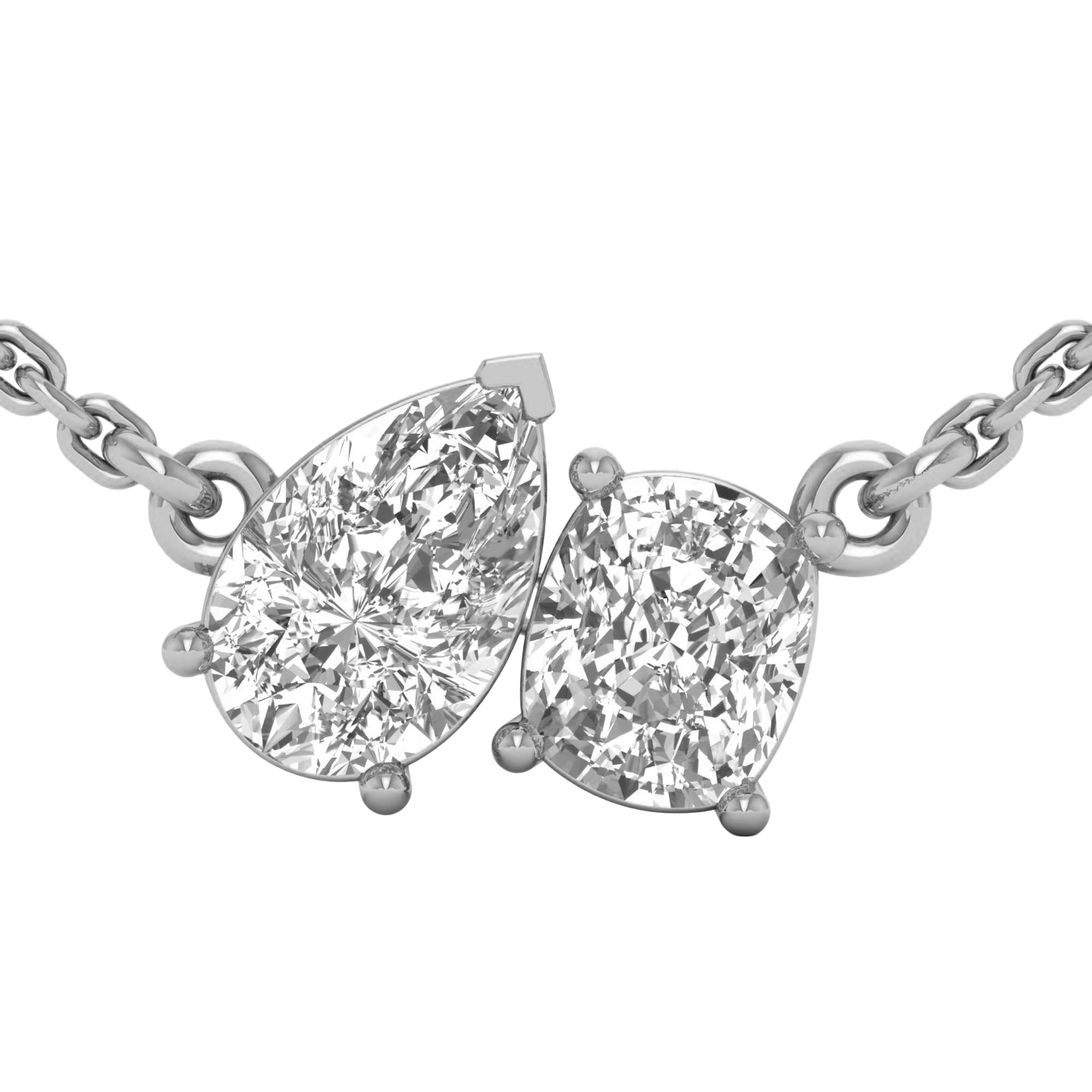 Teddy Diamanten Toi Et Moi Ketting Peer & Cushion - 2ct