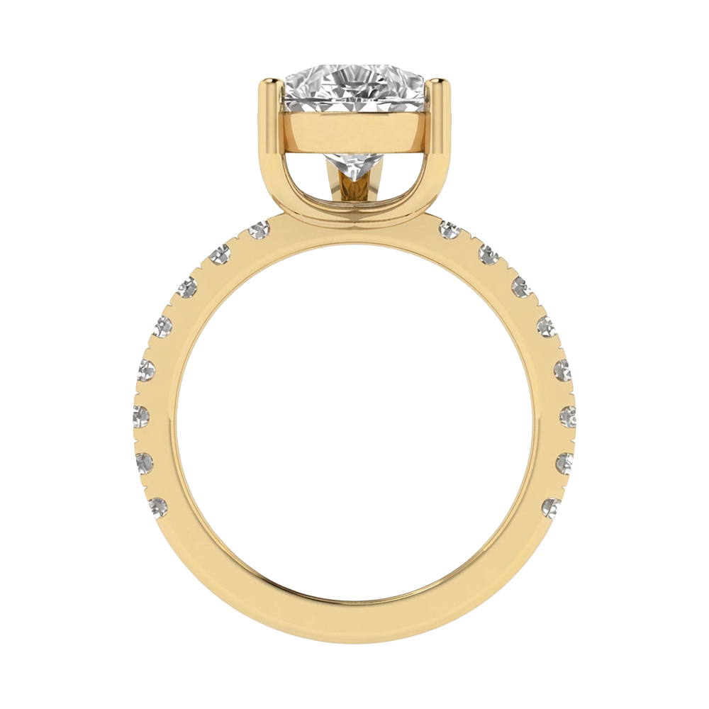 4.65 karaat peer solitaire‑pavé ring met verfijnde rechte pavé‑band