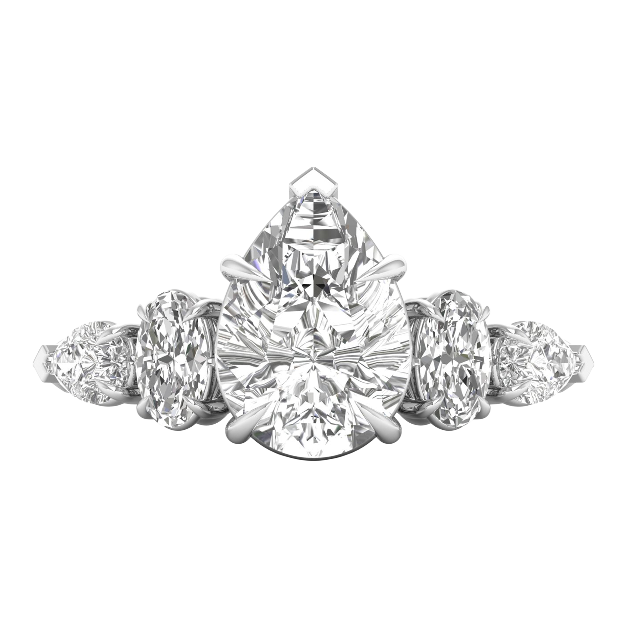 Vijf‑stenen ring met ovaal en peer diamanten 2,28 karaat