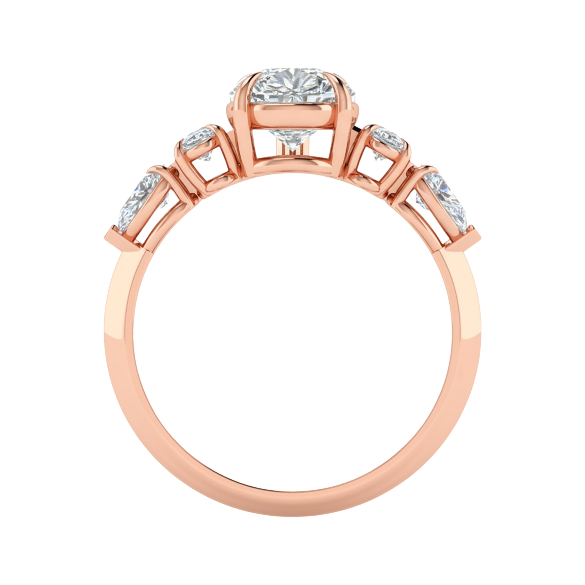 Vijf‑stenen ring met ovaal en peer diamanten 2,28 karaat