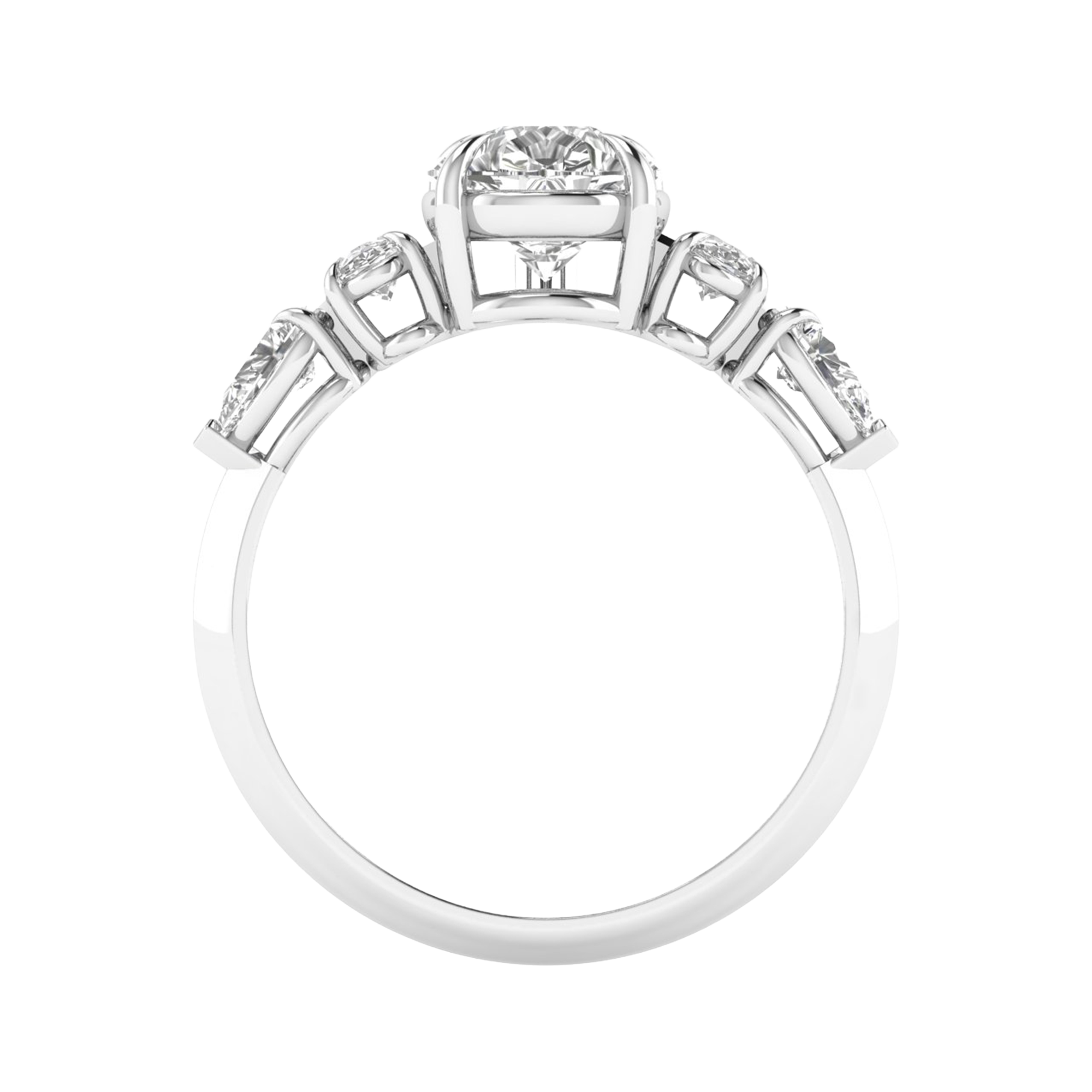 Vijf‑stenen ring met ovaal en peer diamanten 2,28 karaat