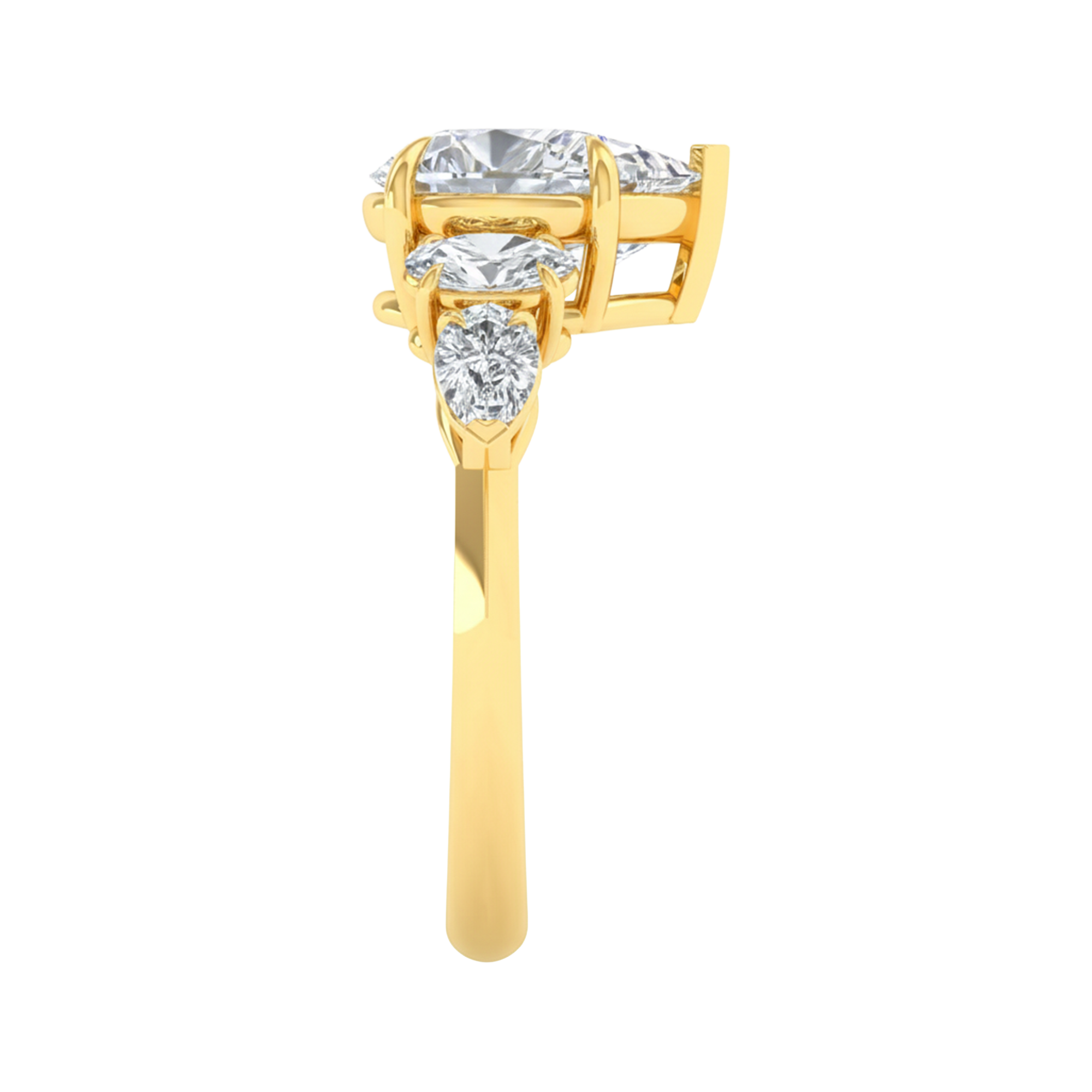 Vijf‑stenen ring met ovaal en peer diamanten 2,28 karaat