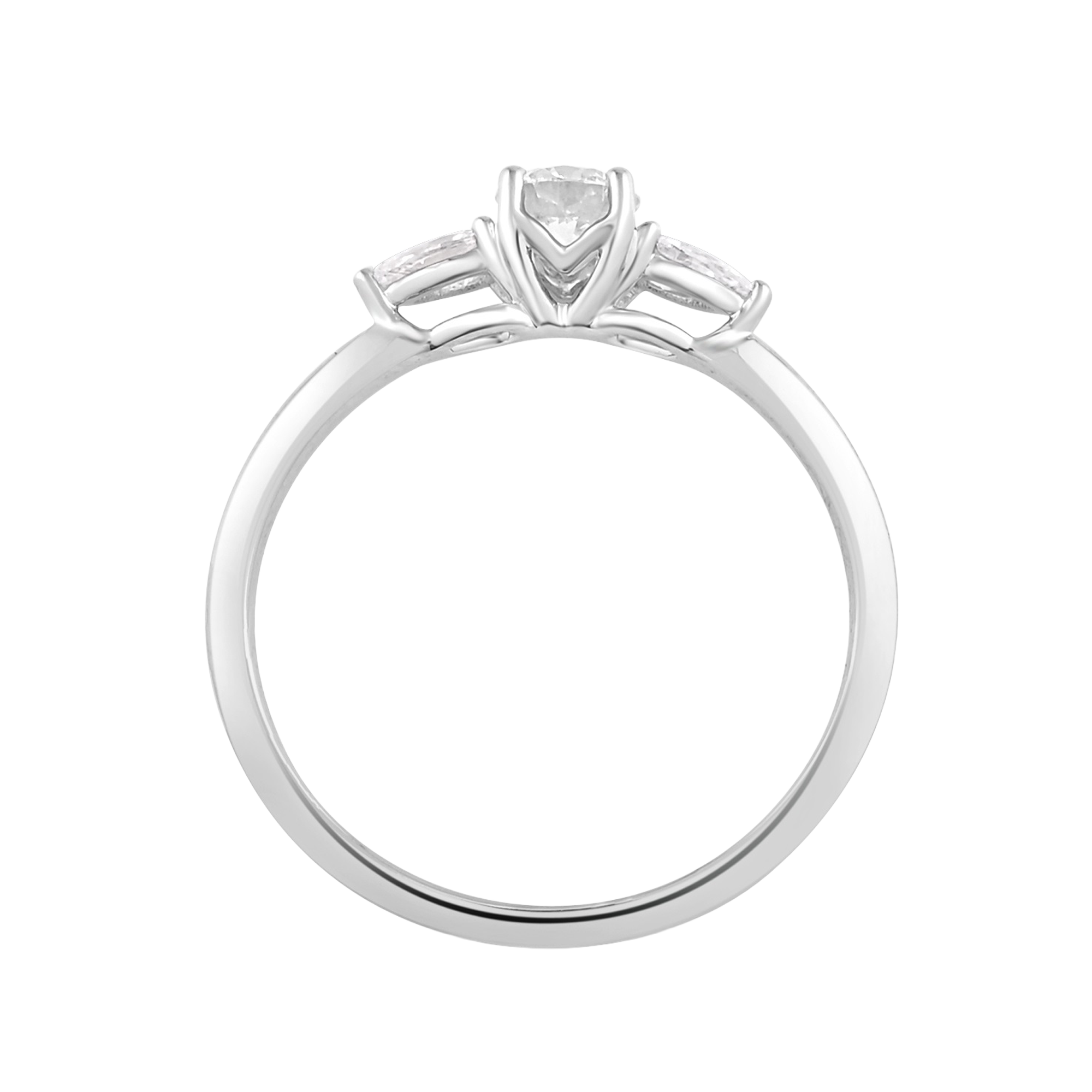 3 Steen ring van 0.68 karaat met hoofdsteen in vorm Rond van 0,51 karaat - 134