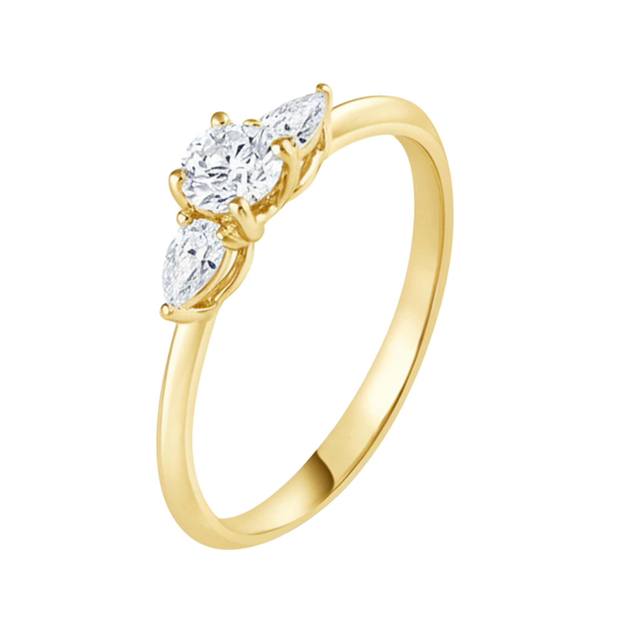 3 Steen ring van 0.68 karaat met hoofdsteen in vorm Rond van 0,51 karaat - 134