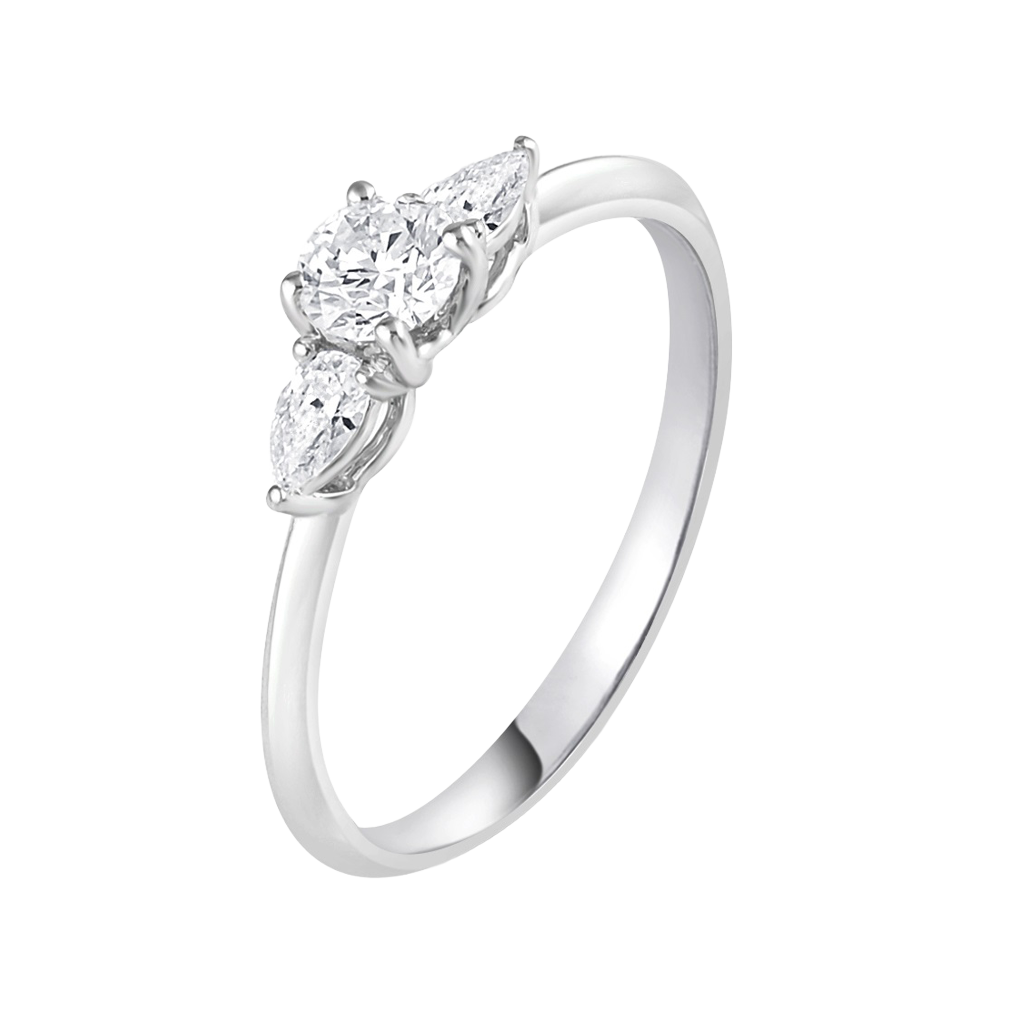 3 Steen ring van 0.68 karaat met hoofdsteen in vorm Rond van 0,51 karaat - 134