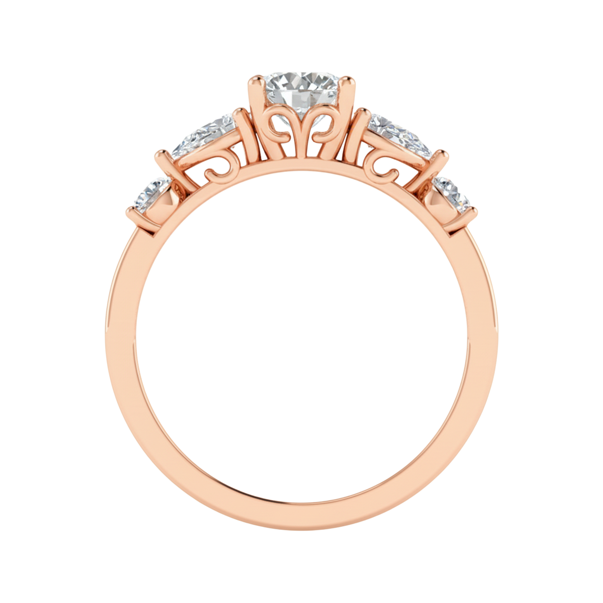 Vijf‑stenen ring met ronde en peer diamanten 1,29 karaat