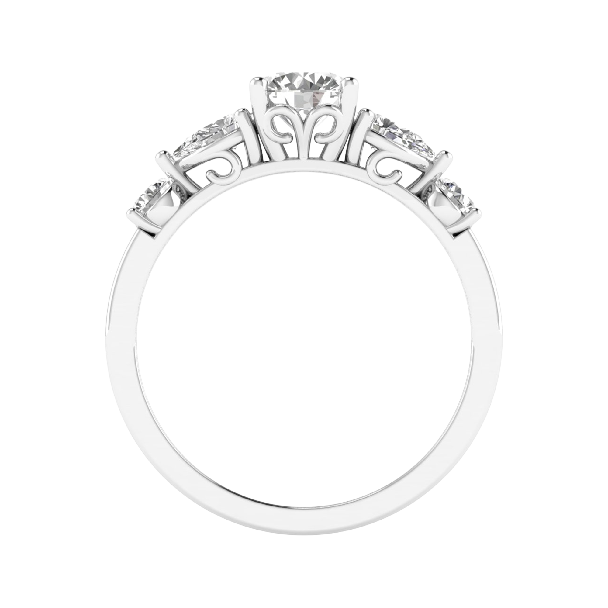 Vijf‑stenen ring met ronde en peer diamanten 1,29 karaat