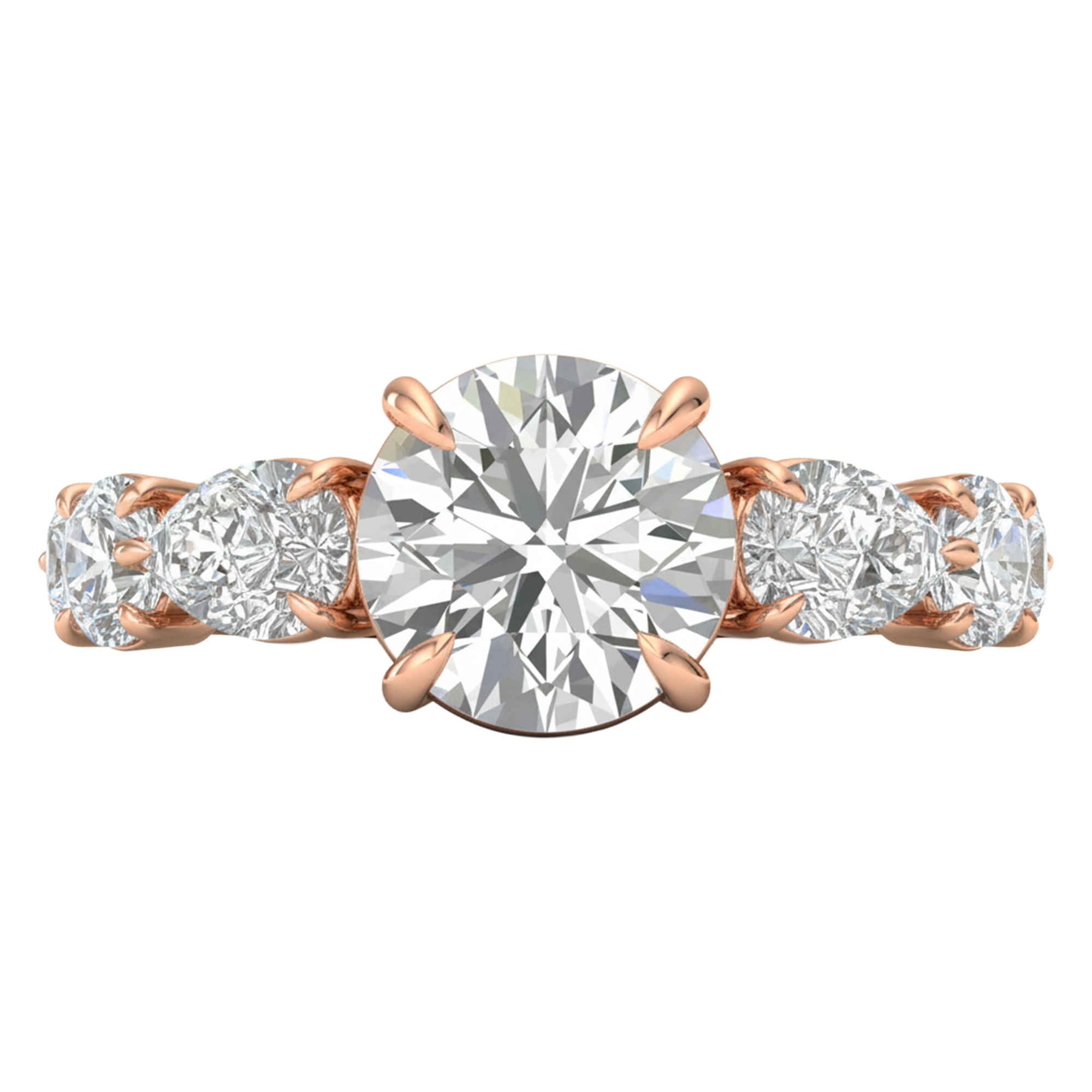 Vijf‑stenen ring met ronde en peer diamanten 3,3 karaat